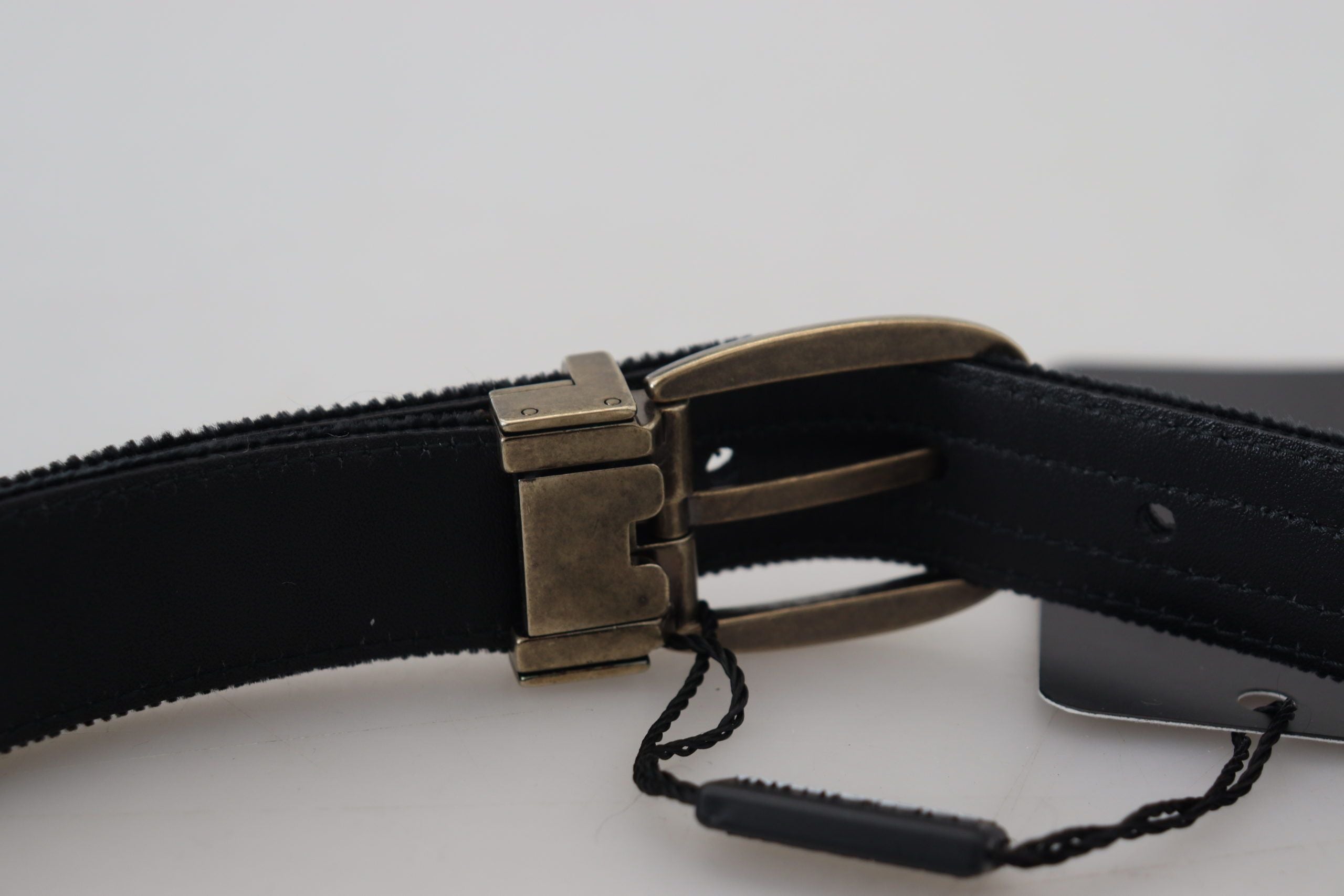 Black Velvet Leather Antique Metal Buckle - ventzia