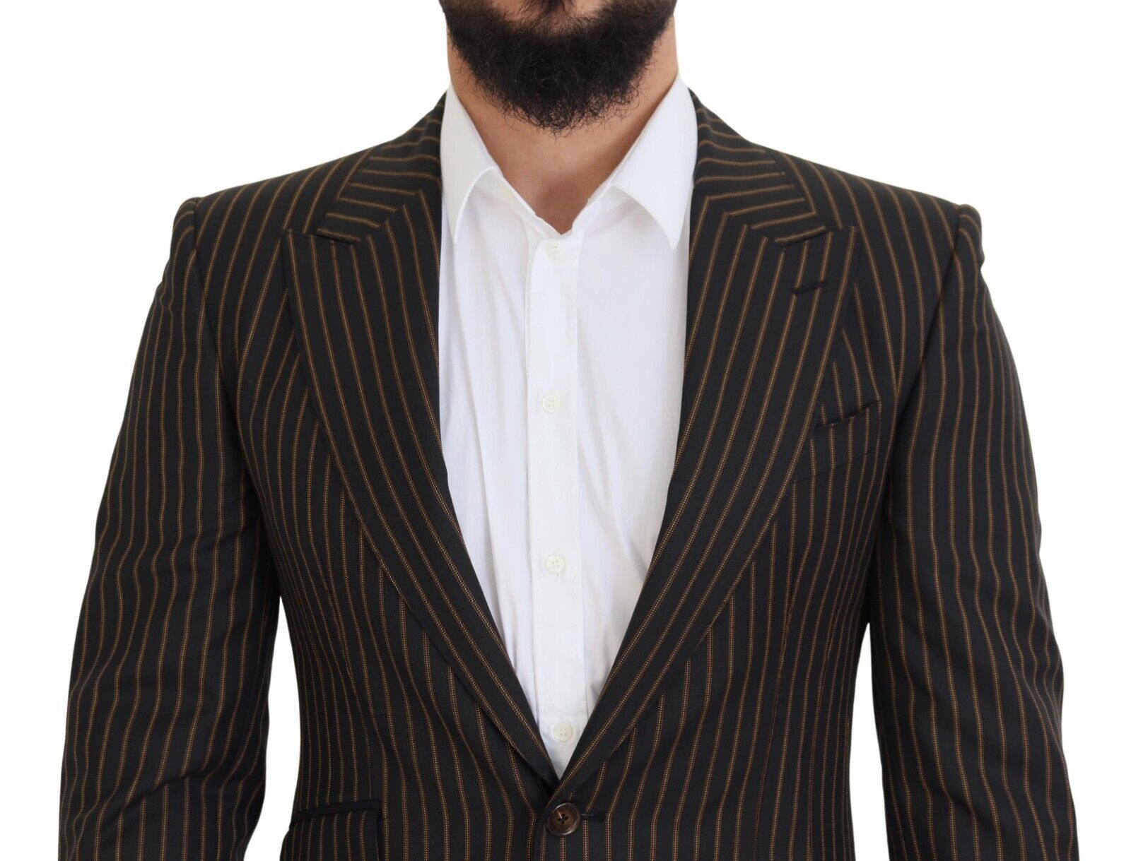 Black Brown Stripes Single Breasted Blazer - ventzia