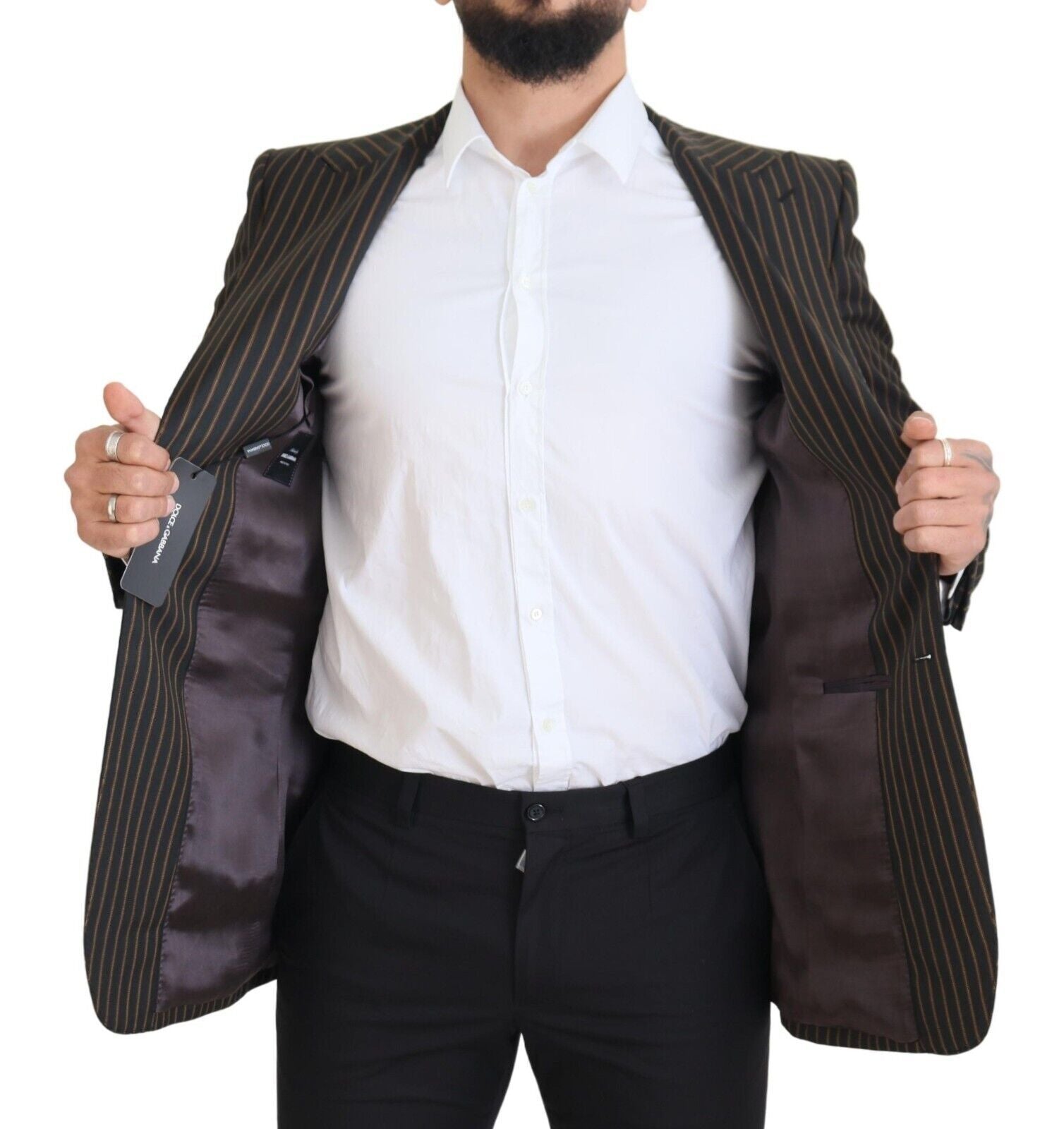 Black Brown Stripes Single Breasted Blazer - ventzia