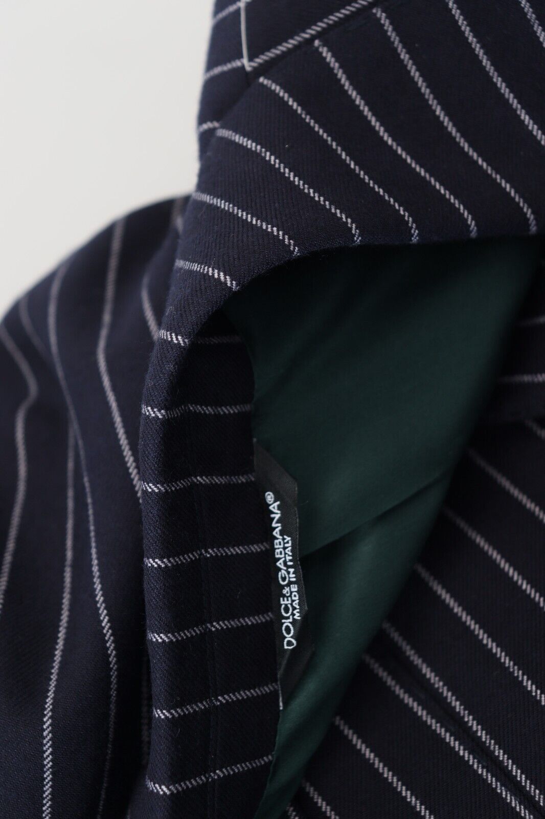 Dark Blue Stripe Wool Single Breasted Blazer - ventzia
