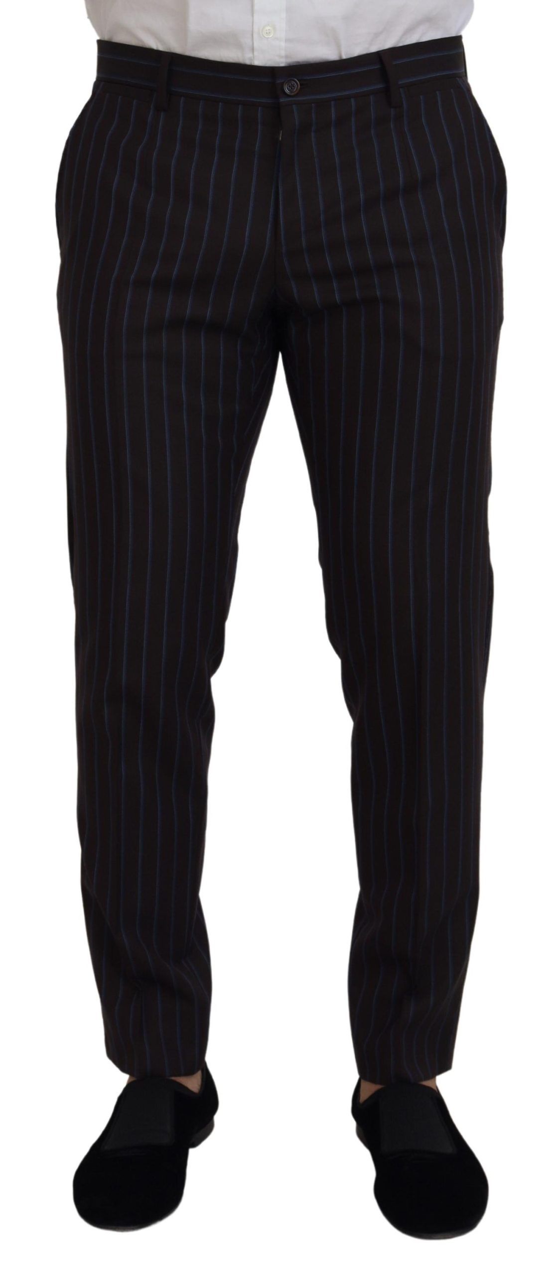 Black Striped Wool Formal 2 Piece Suit - ventzia