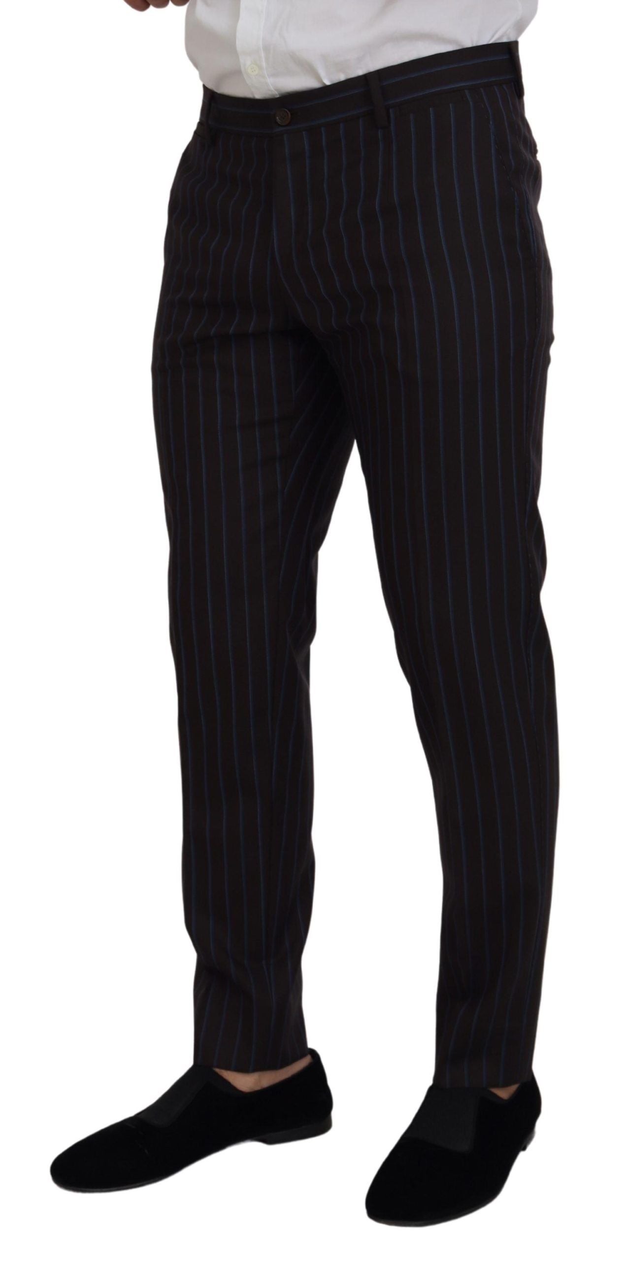 Black Striped Wool Formal 2 Piece Suit - ventzia