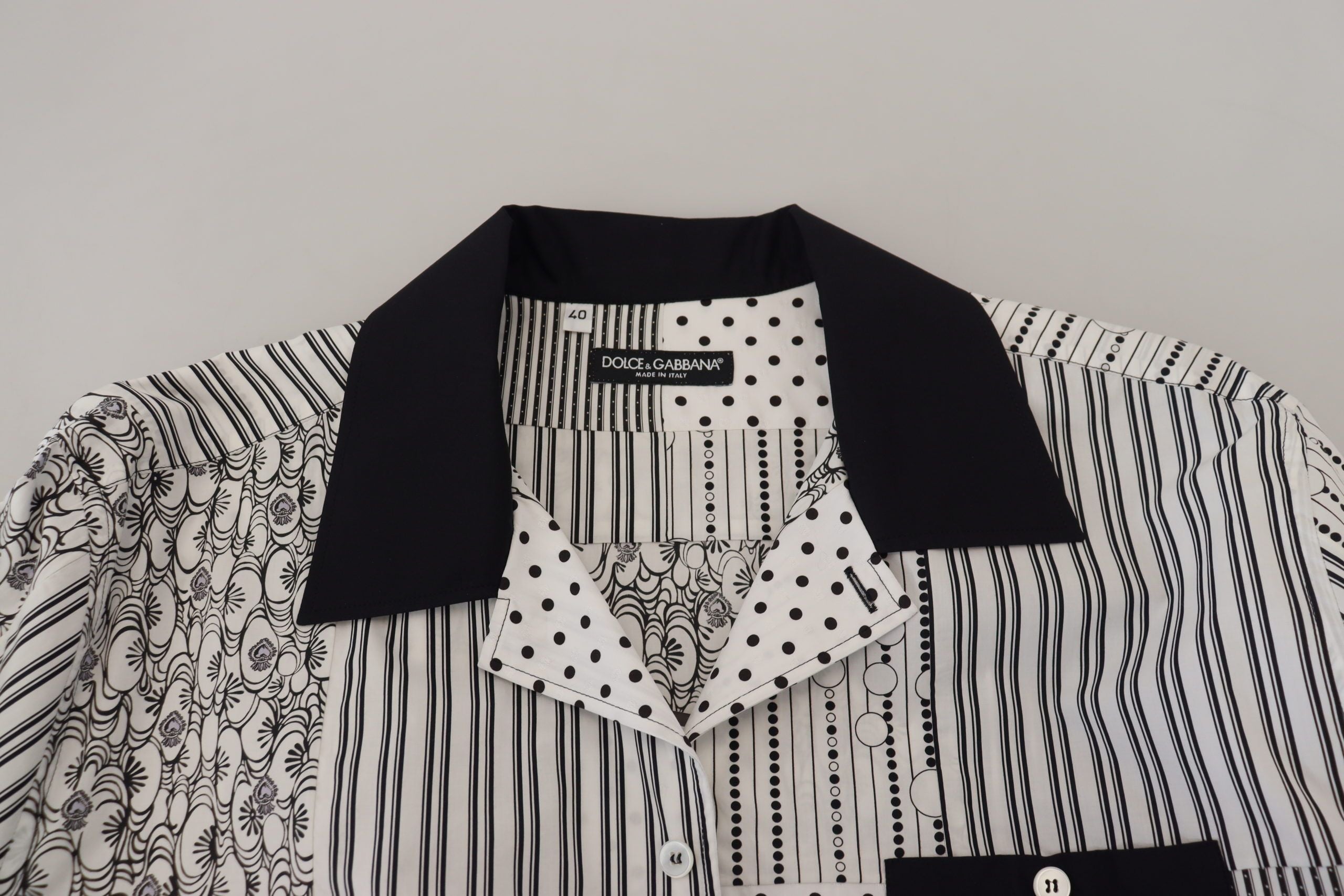 White Black Patterned Button Down Shirt - ventzia