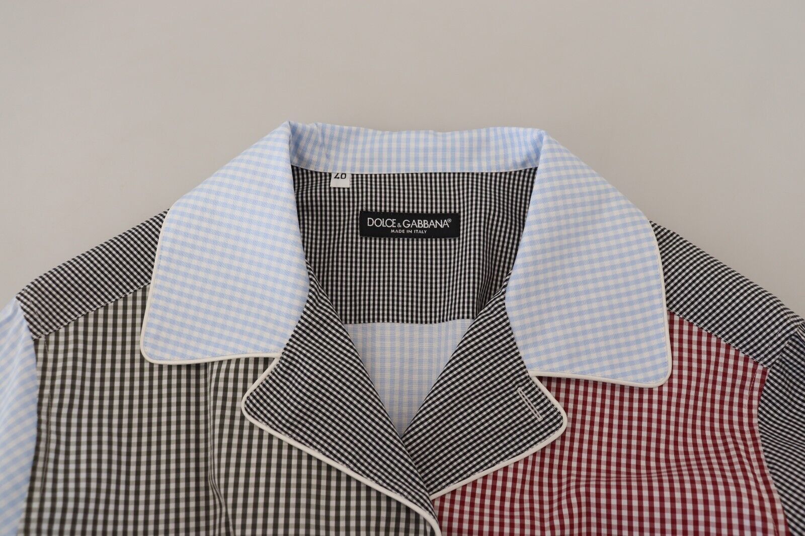 Multicolor Patchwork Cotton Long Sleeves Shirt - ventzia