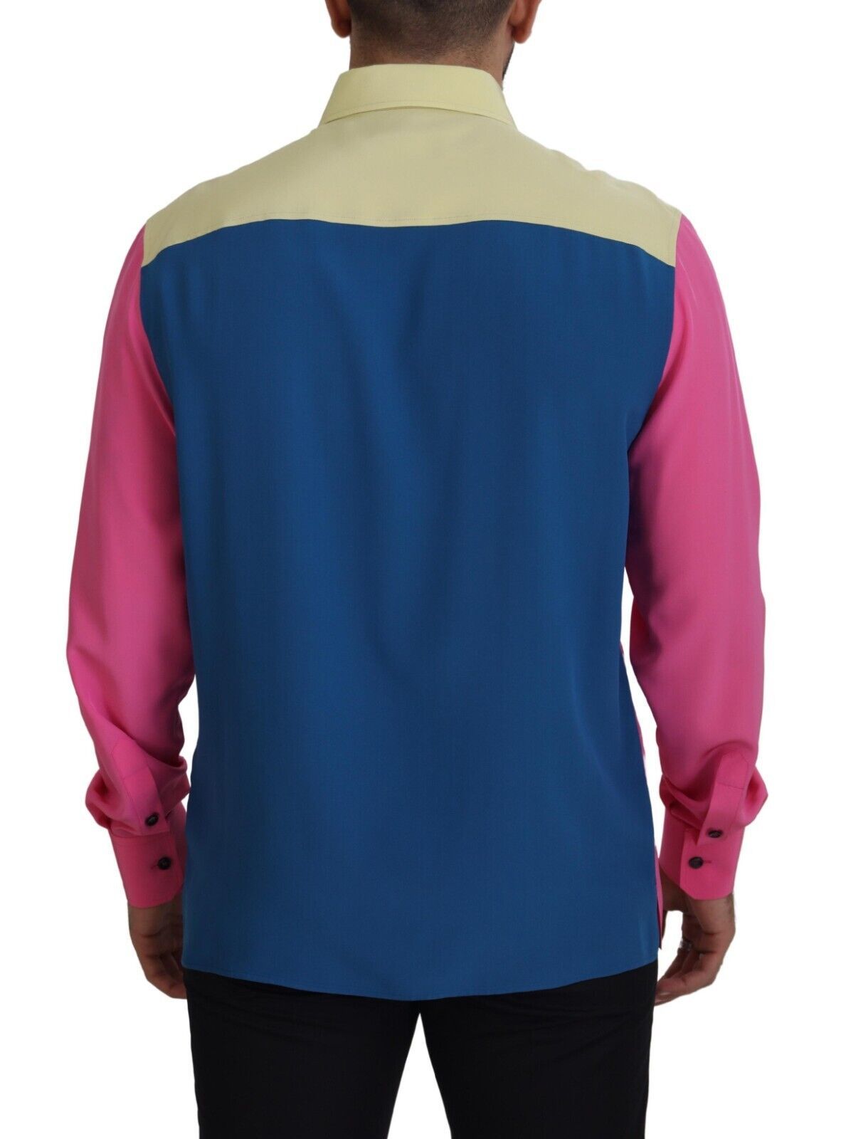 Multicolor Patchwork Silk Button Down Shirt - ventzia