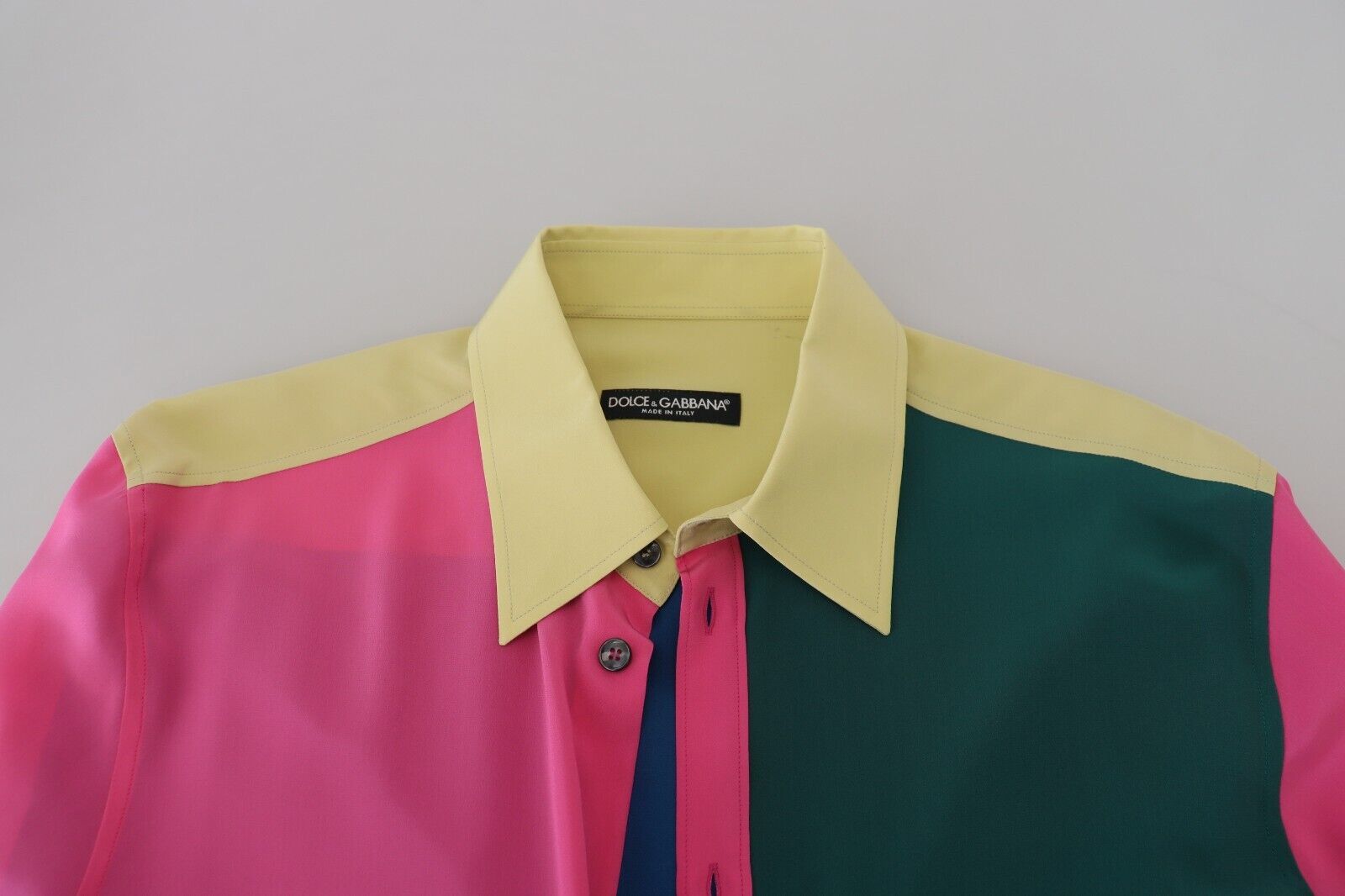 Multicolor Patchwork Silk Button Down Shirt - ventzia