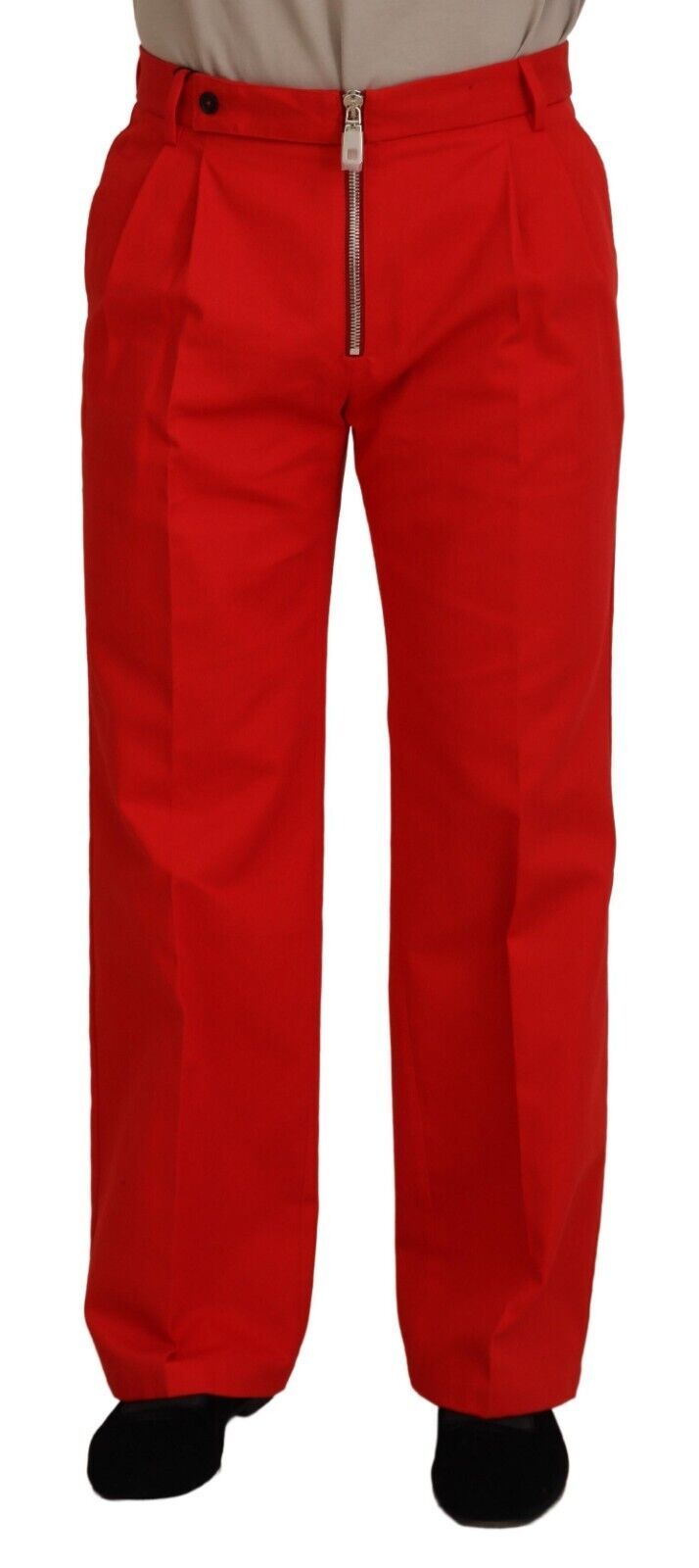 Red Straight Fit Men Trousers Cotton Pants - ventzia