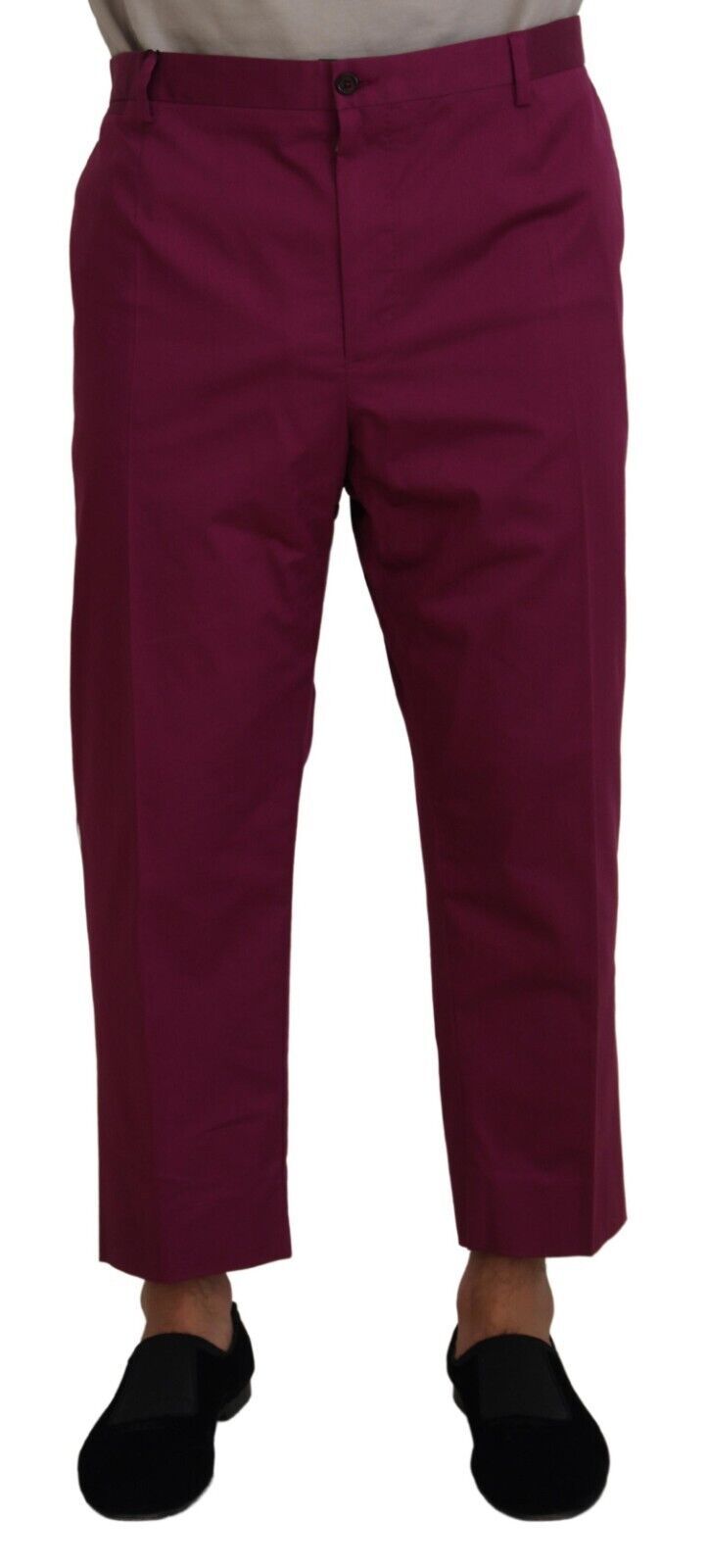 Magenta Cotton DG Logo Pocket Trouser Pants - ventzia