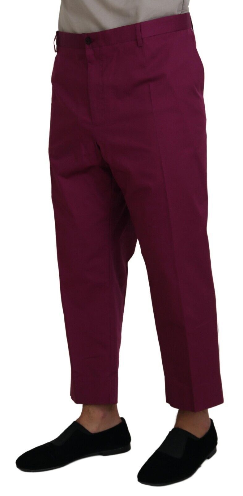 Magenta Cotton DG Logo Pocket Trouser Pants - ventzia