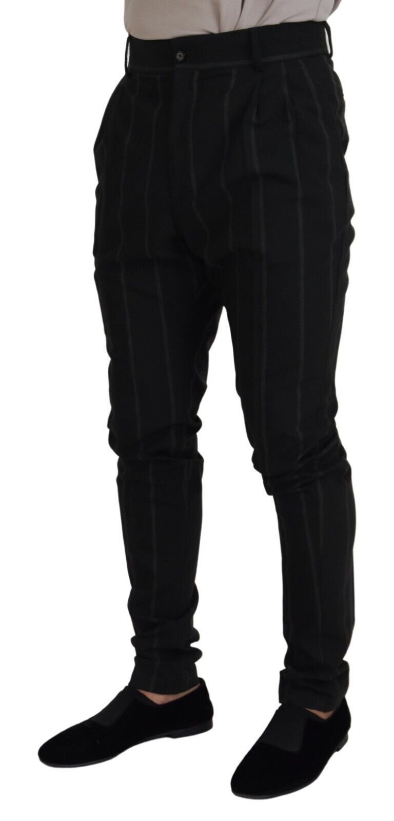 Black Striped Men Trousers Cotton Pants - ventzia