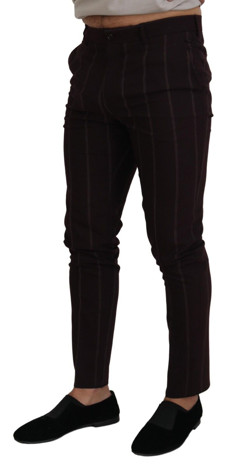 Brown Striped Men Trousers Cotton Pants - ventzia