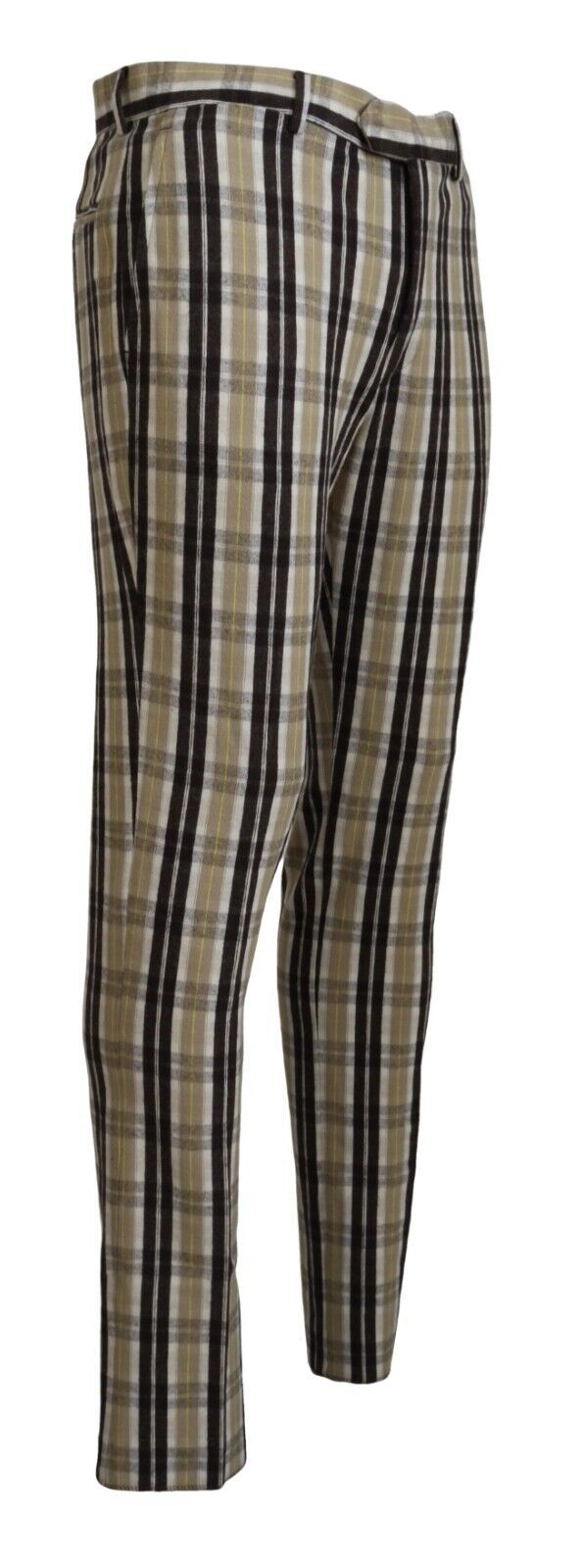 Multicolor Checkered Cotton Straight Fit Men Pants - ventzia