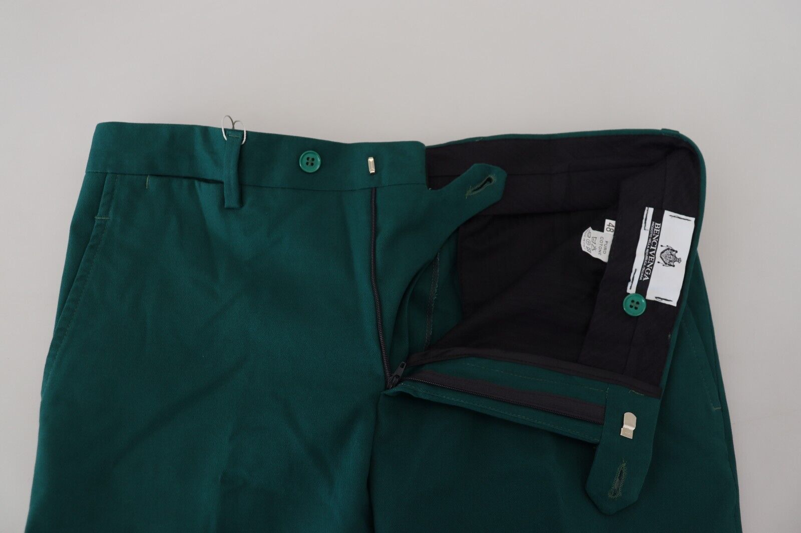 Green Straight Fit Men Formal Trousers Pants - ventzia