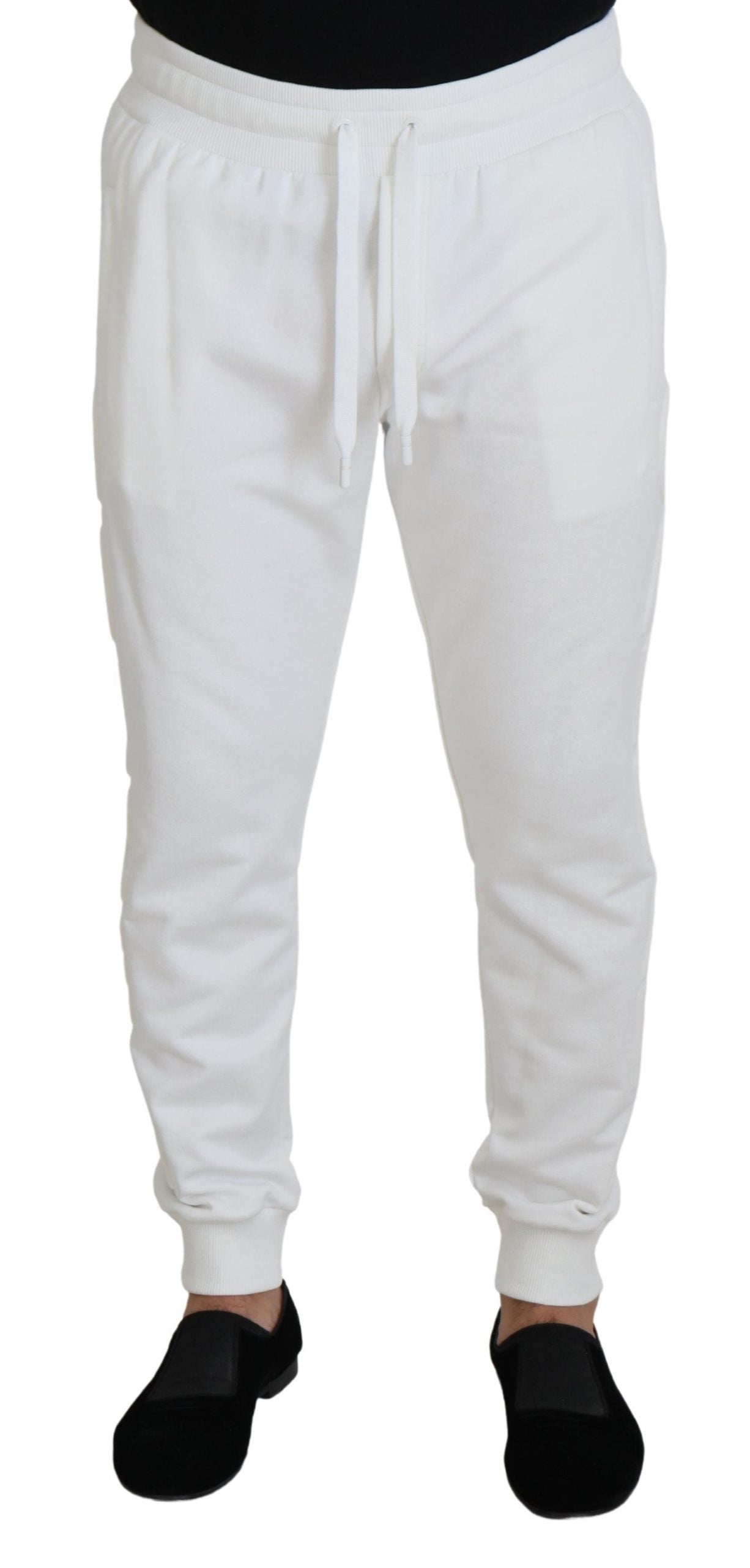 White Sport Logo Cotton Sweatpants Trousers Pants - ventzia