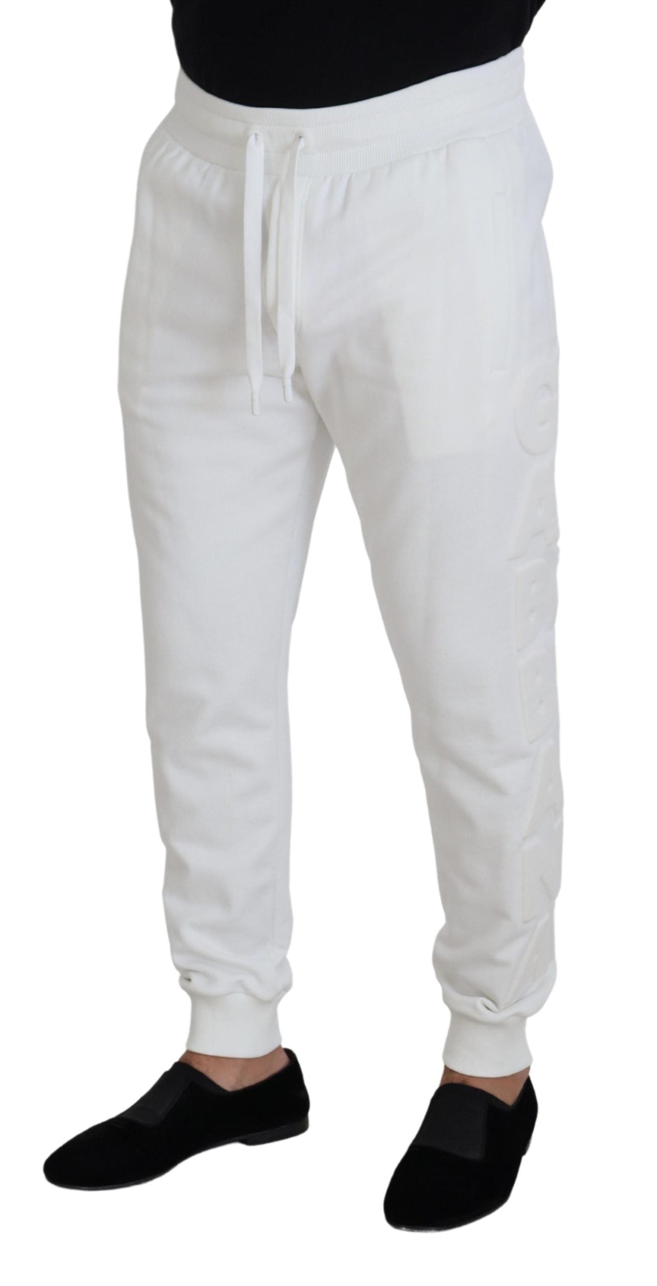 White Sport Logo Cotton Sweatpants Trousers Pants - ventzia
