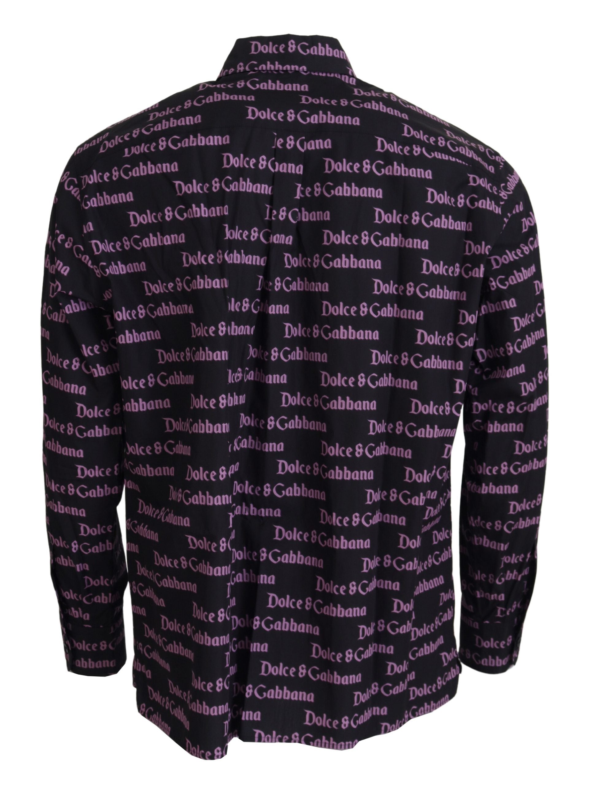 Black Purple Logo Slim Dress Formal Shirt - ventzia