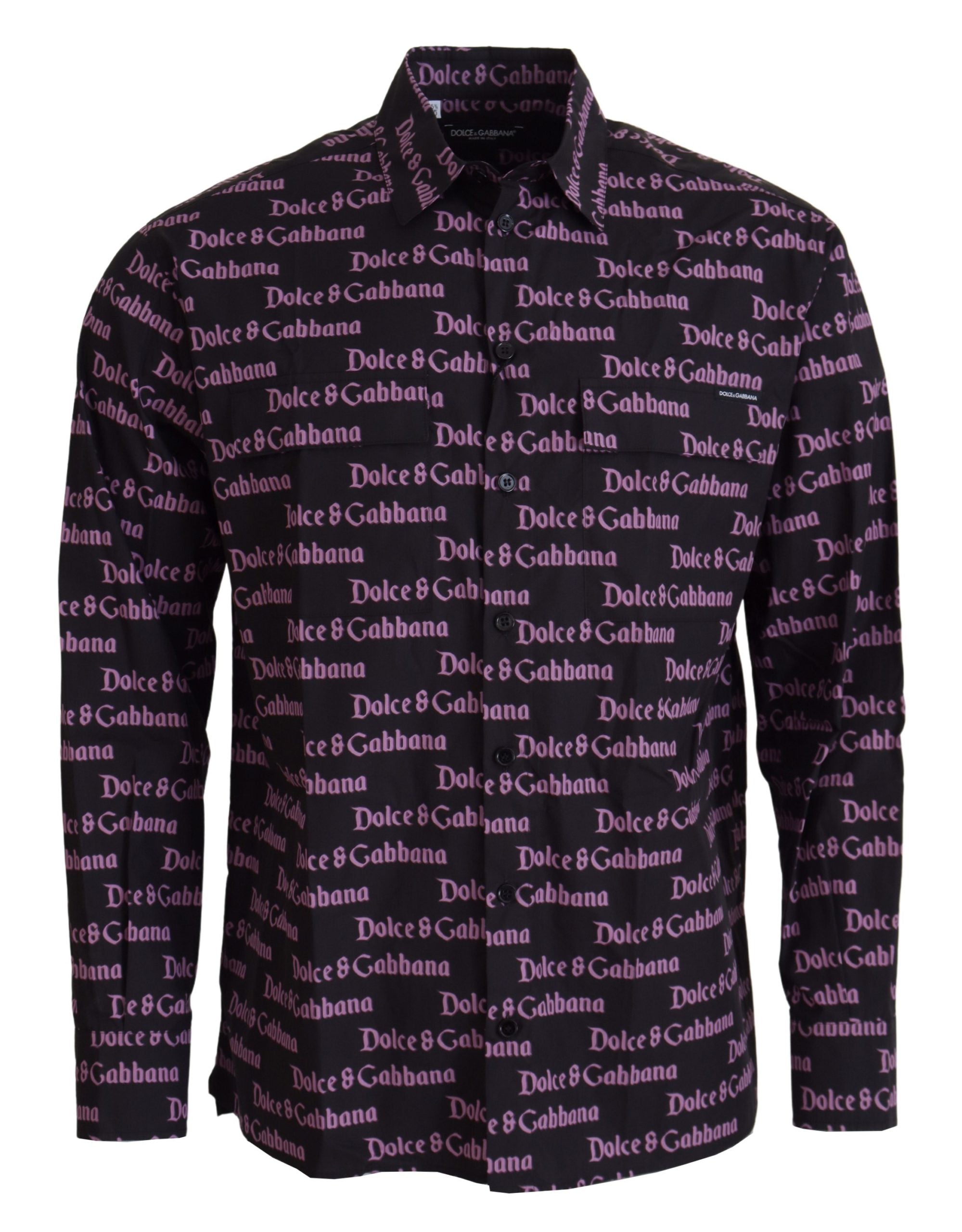Black Purple Logo Slim Dress Formal Shirt - ventzia