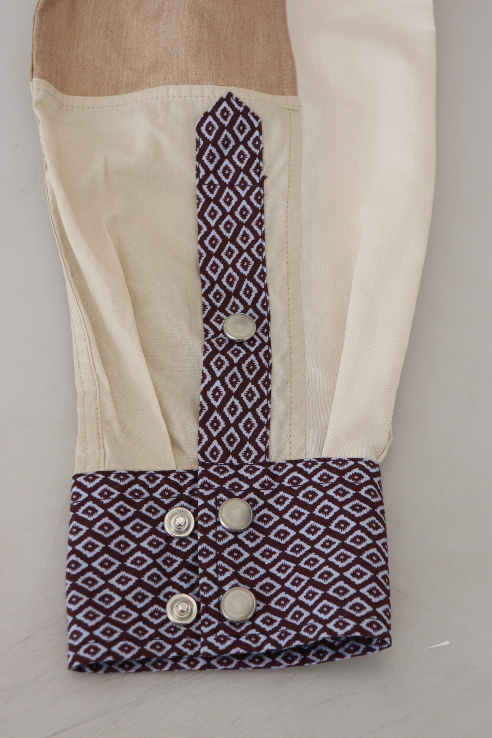 Multicolor Cotton Patchwork Slim Shirt - ventzia