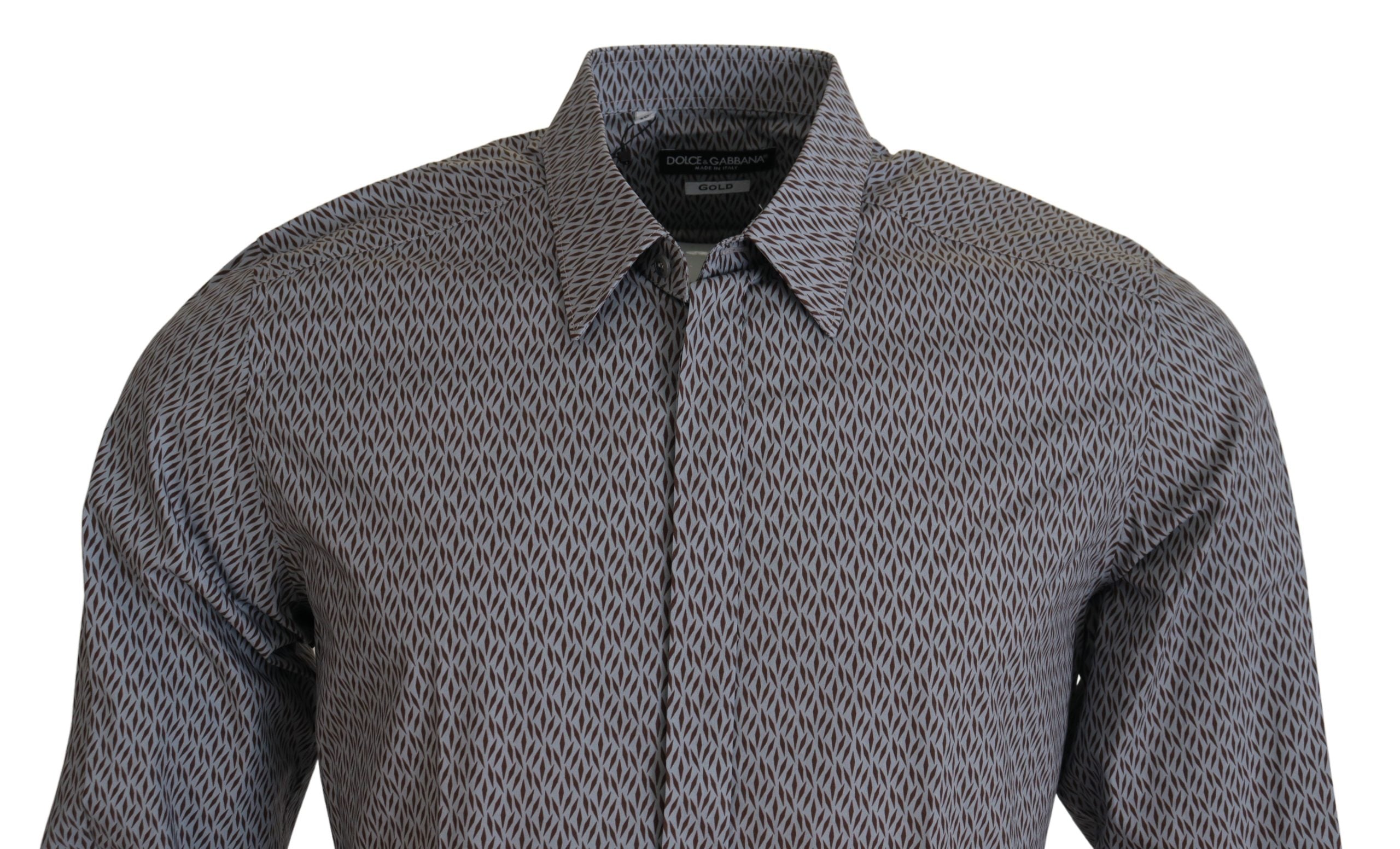Gray Brown GOLD Slim Fit Dress Formal Shirt - ventzia