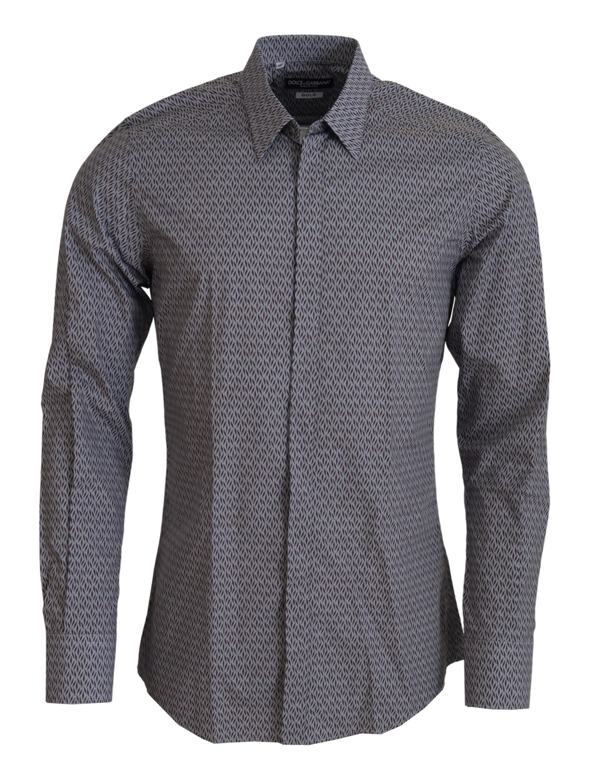 Gray Brown GOLD Slim Fit Dress Formal Shirt - ventzia