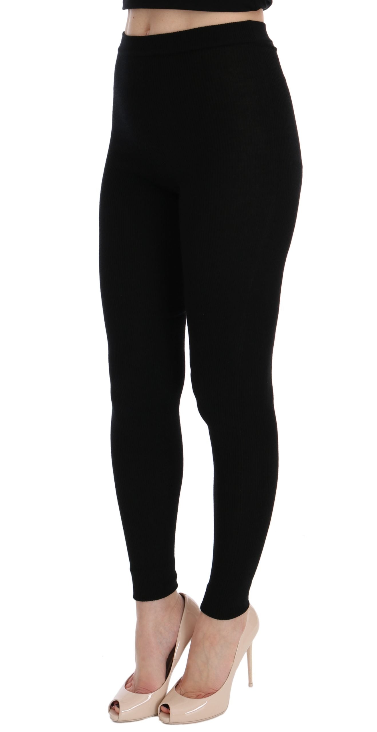 Black Slim Fit Women Cashmere Pants - ventzia