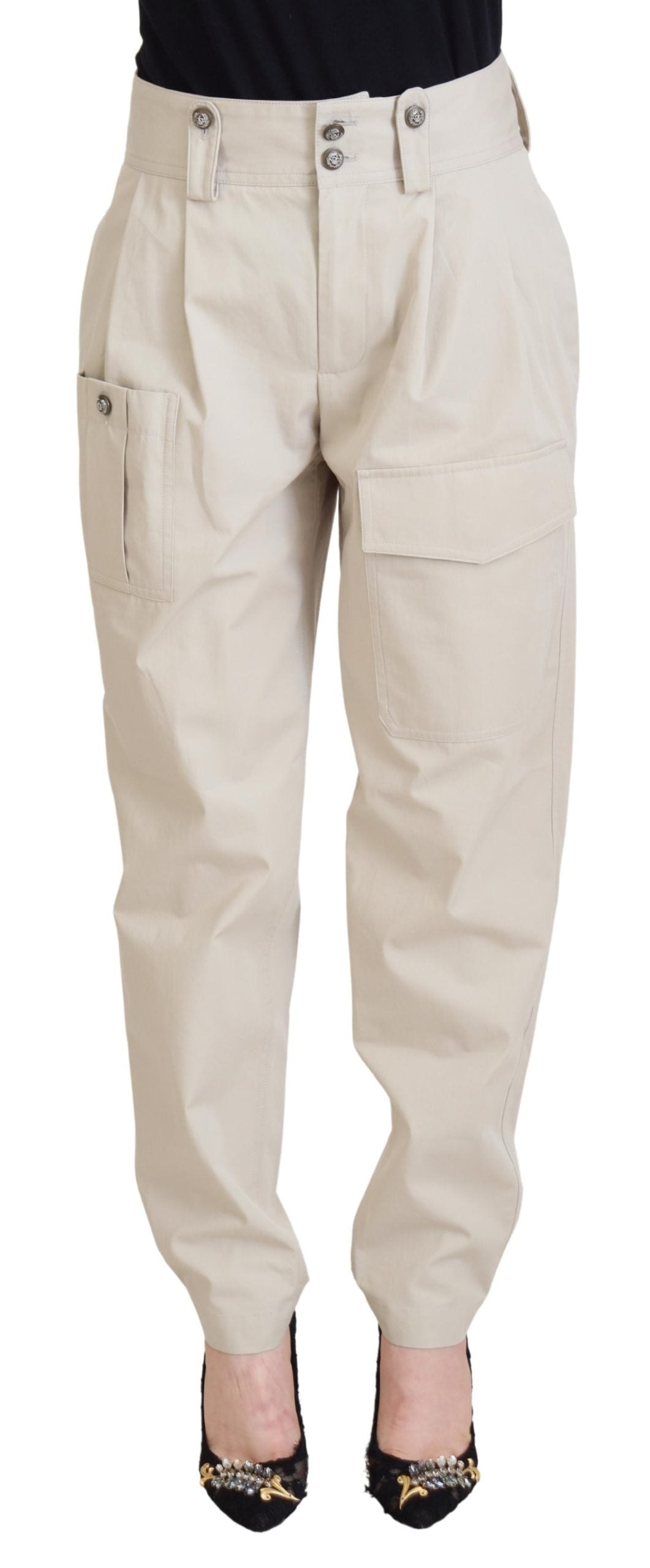 Beige High Waist Women Pants - ventzia