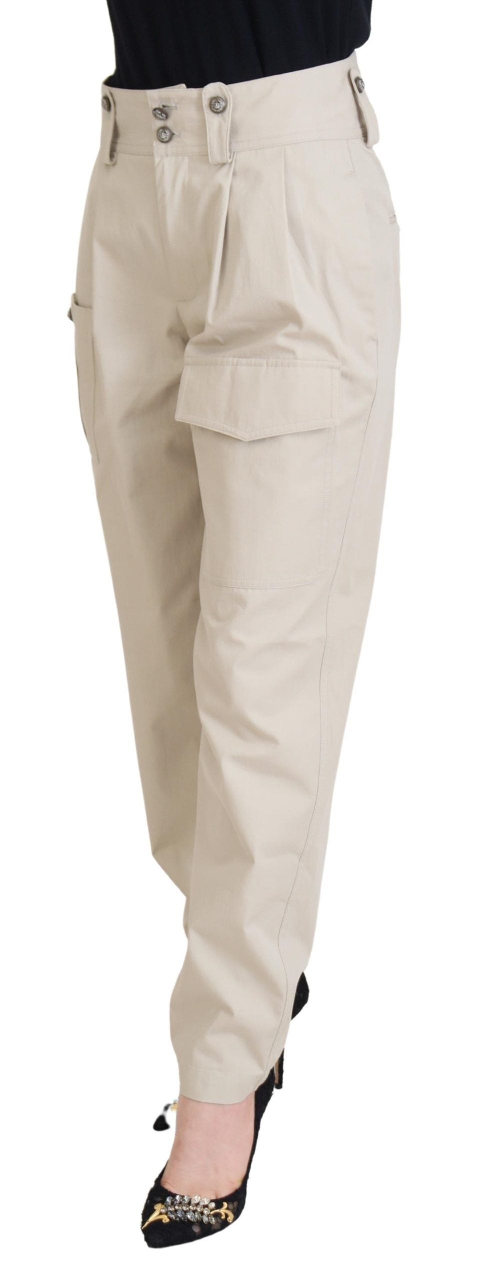Beige High Waist Women Pants - ventzia