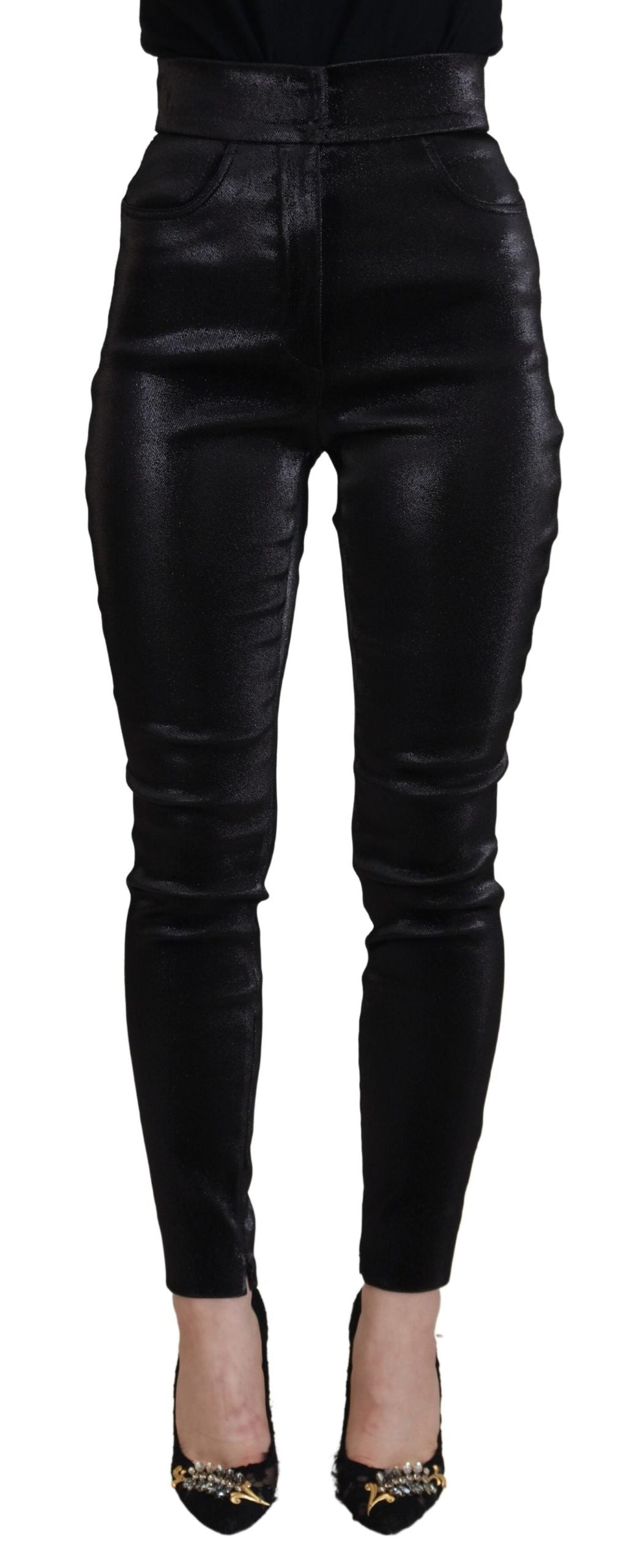 Black Washed Cotton Skinny Denim Jeans - ventzia