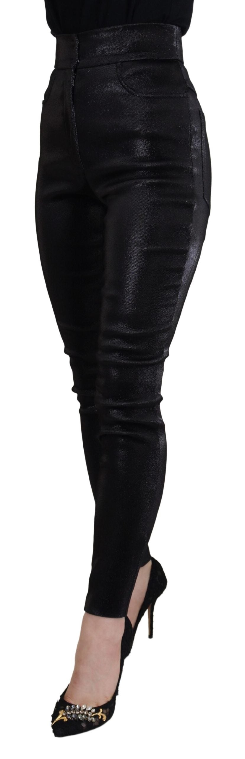 Black Washed Cotton Skinny Denim Jeans - ventzia