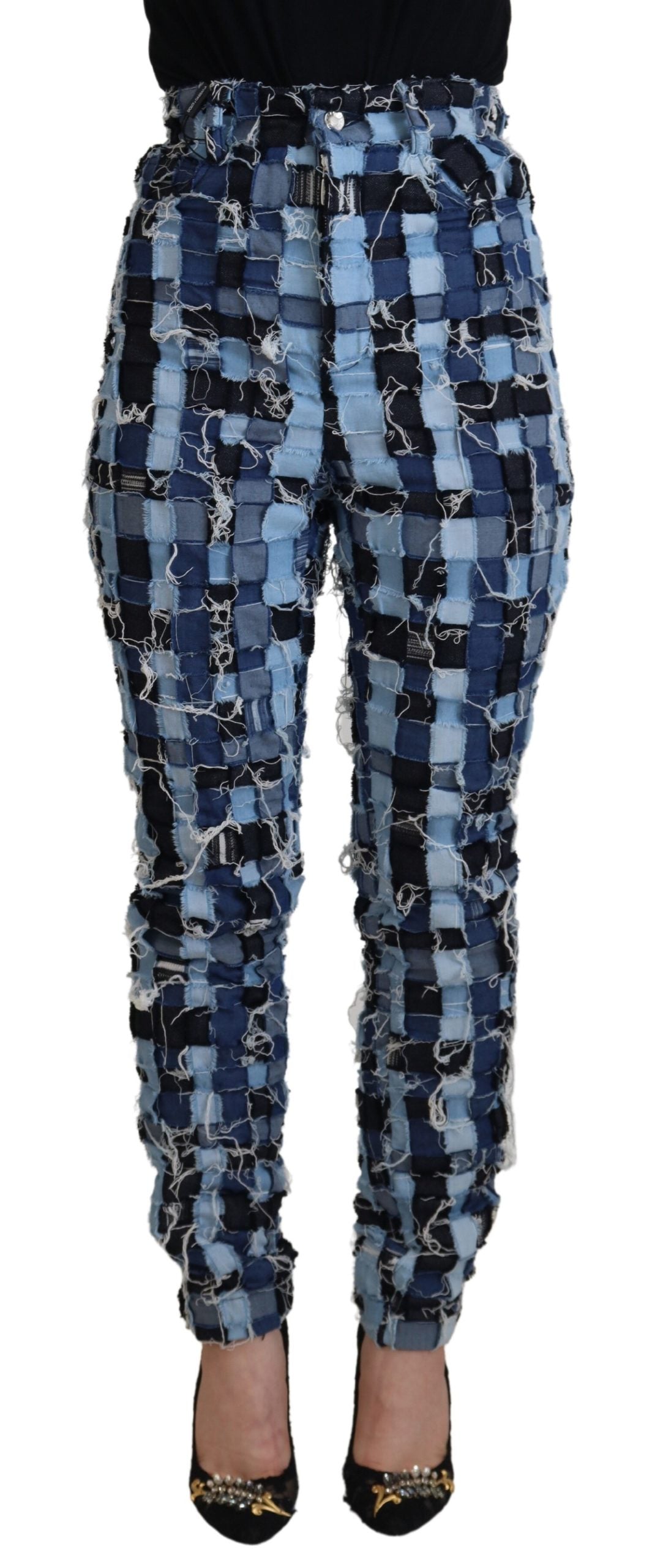 Multicolor Patchwork Cotton Denim Jeans - ventzia