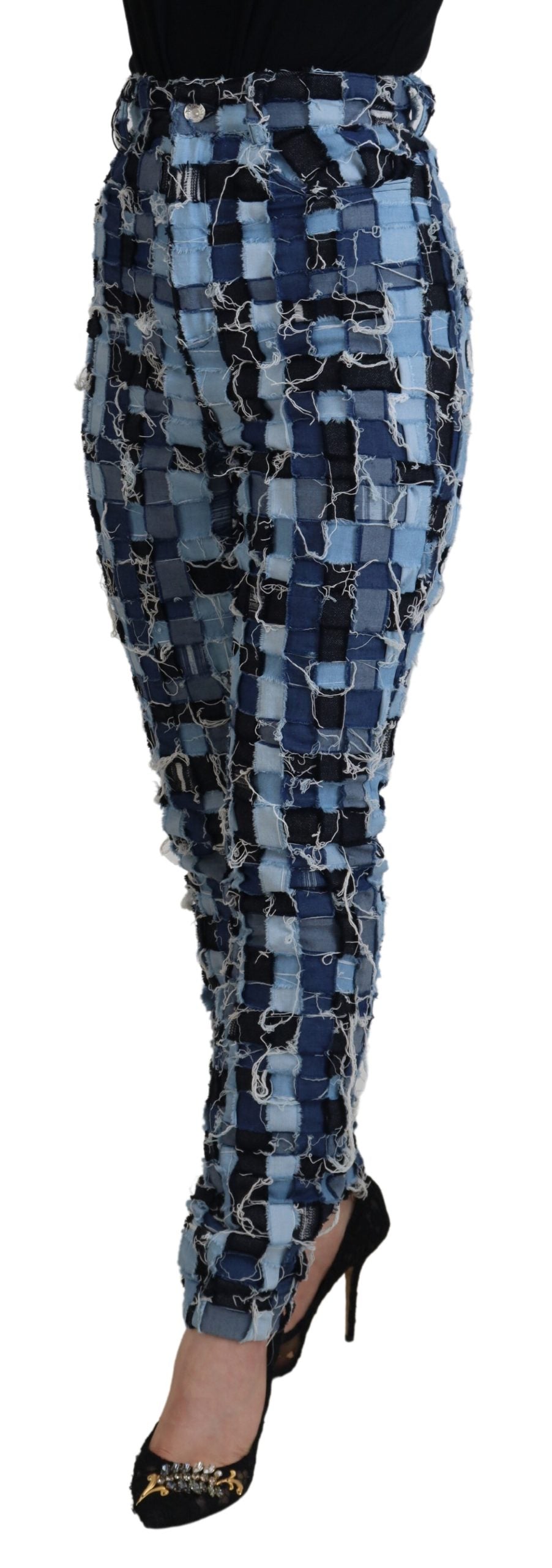 Multicolor Patchwork Cotton Denim Jeans - ventzia