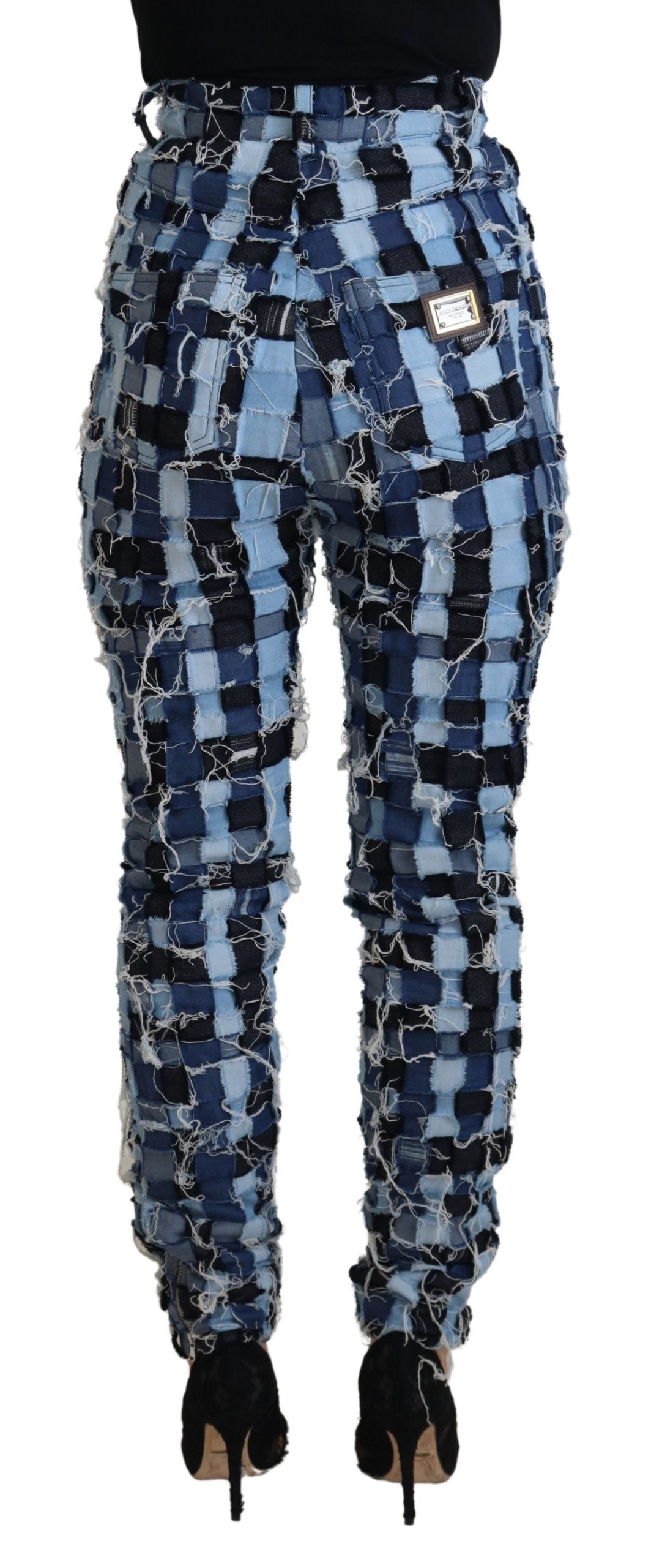Multicolor Patchwork Cotton Denim Jeans - ventzia