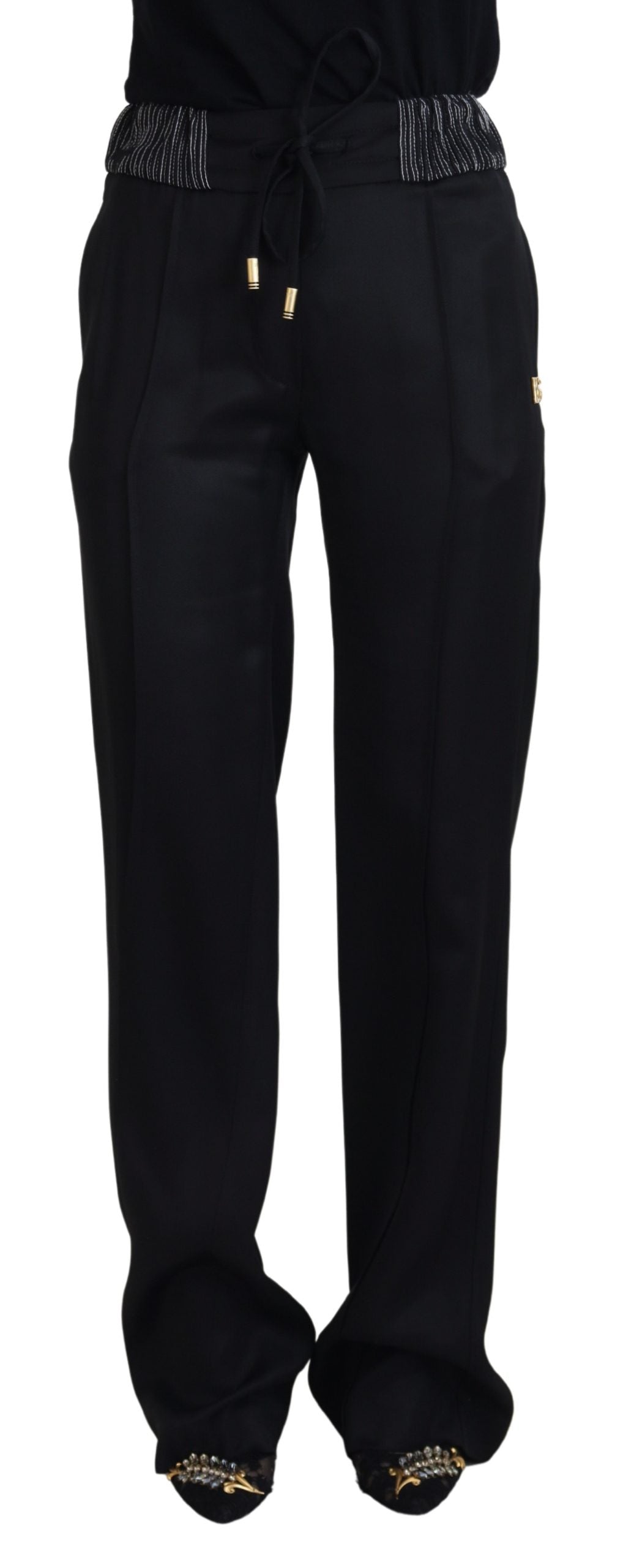 Black Straight Fit Cotton Pants - ventzia