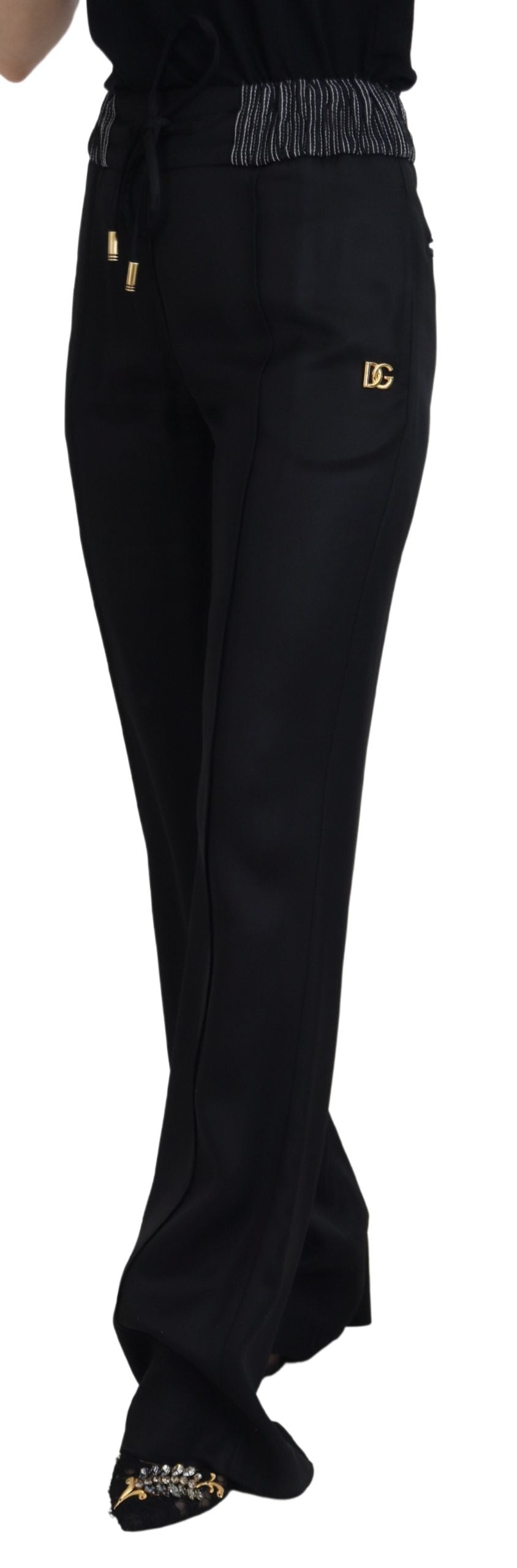 Black Straight Fit Cotton Pants - ventzia