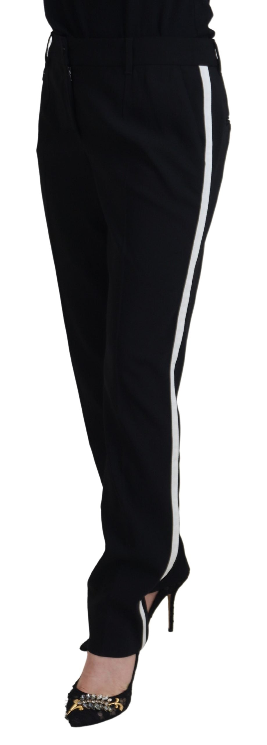 Black Tapered Women Wool Pants - ventzia