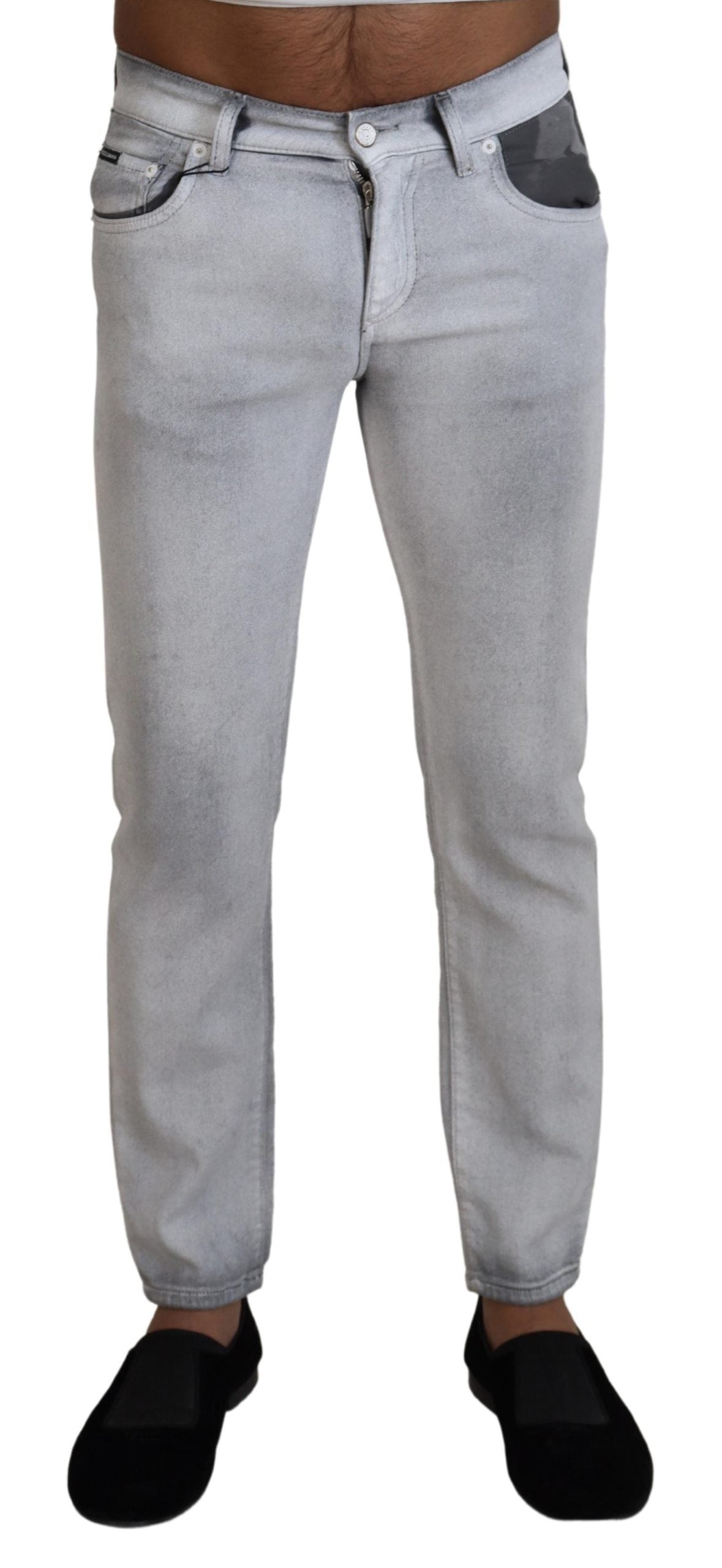 Gray Washed Skinny Men Denim Jeans - ventzia