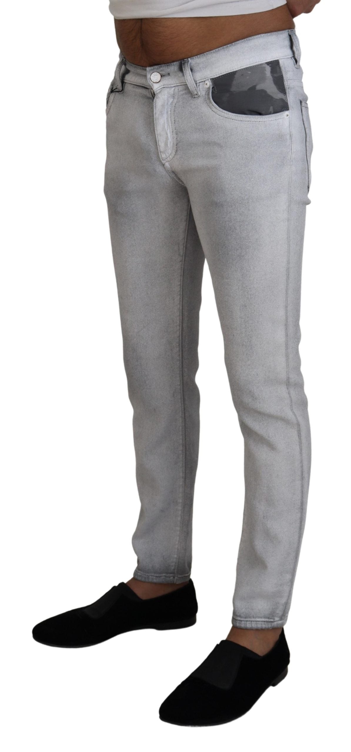 Gray Washed Skinny Men Denim Jeans - ventzia