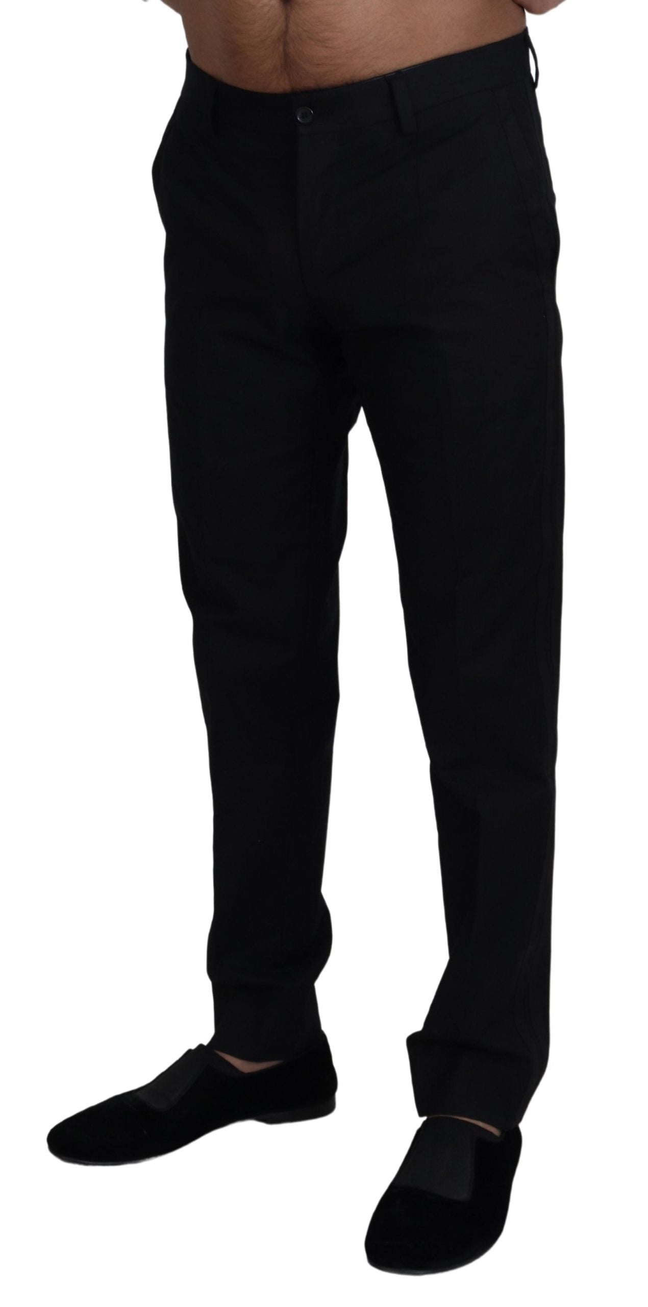 Black Chino Formal Cotton Pants - ventzia