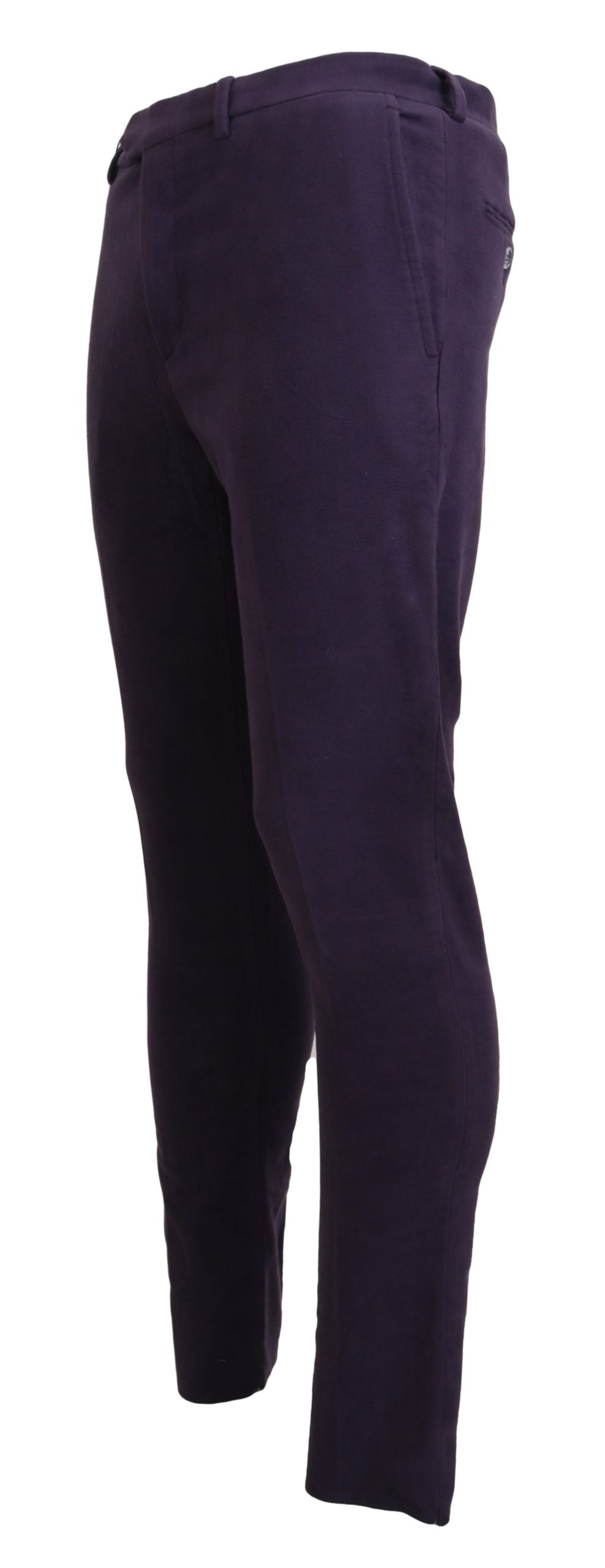 Purple Pure Cotton Tapered Mens Pants - ventzia