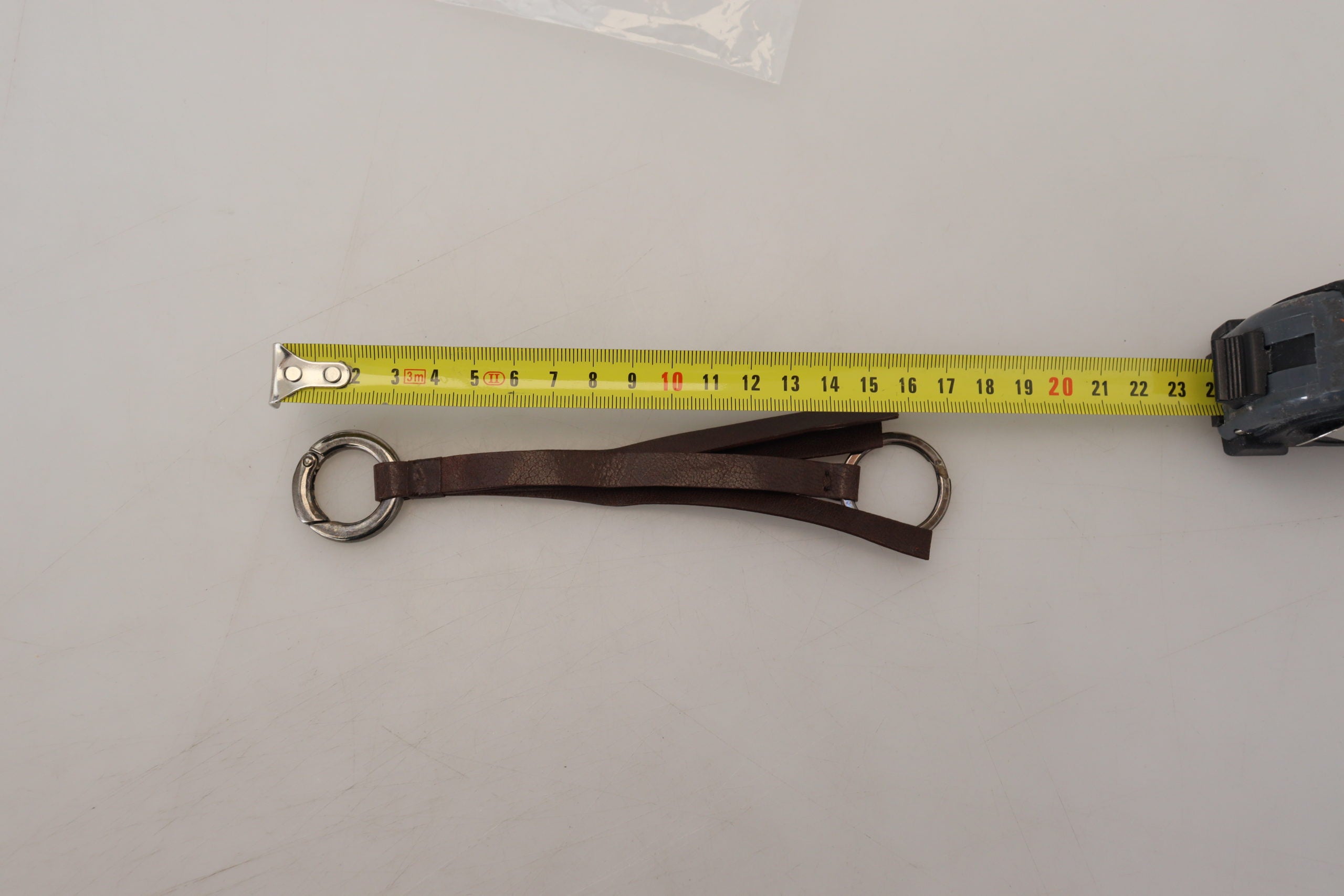 Brown Leather Silver Tone Metal Keyring Keychain - ventzia
