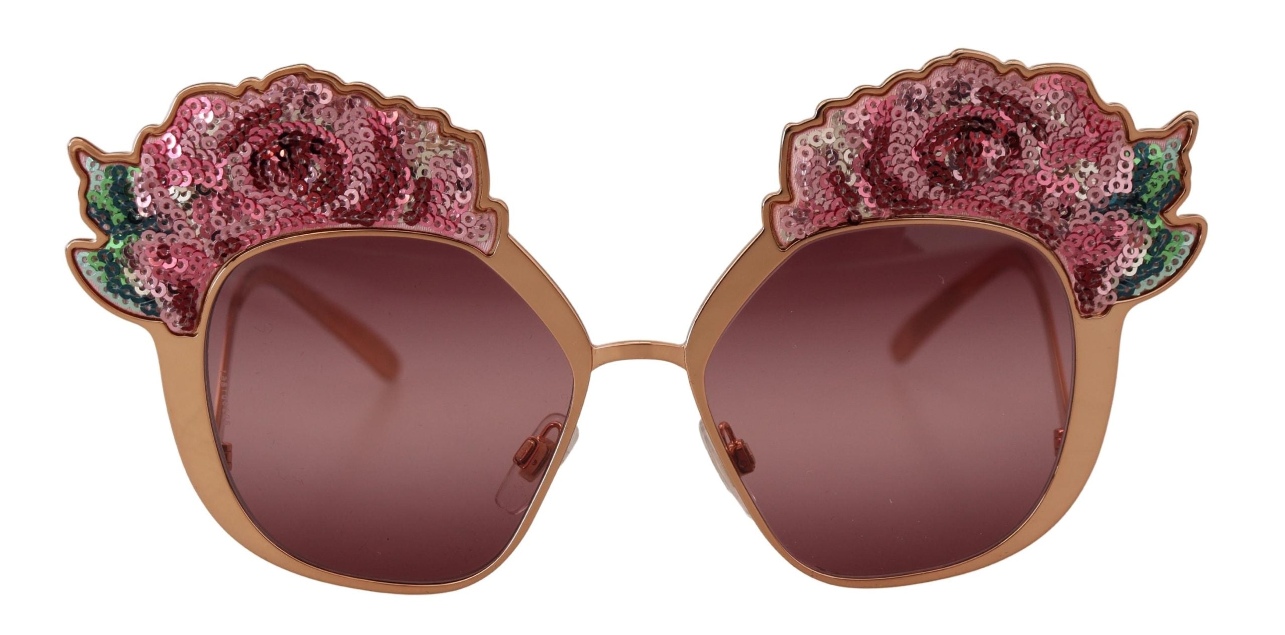 Pink Gold Rose Sequin Embroidery DG2202 Sunglasses - ventzia