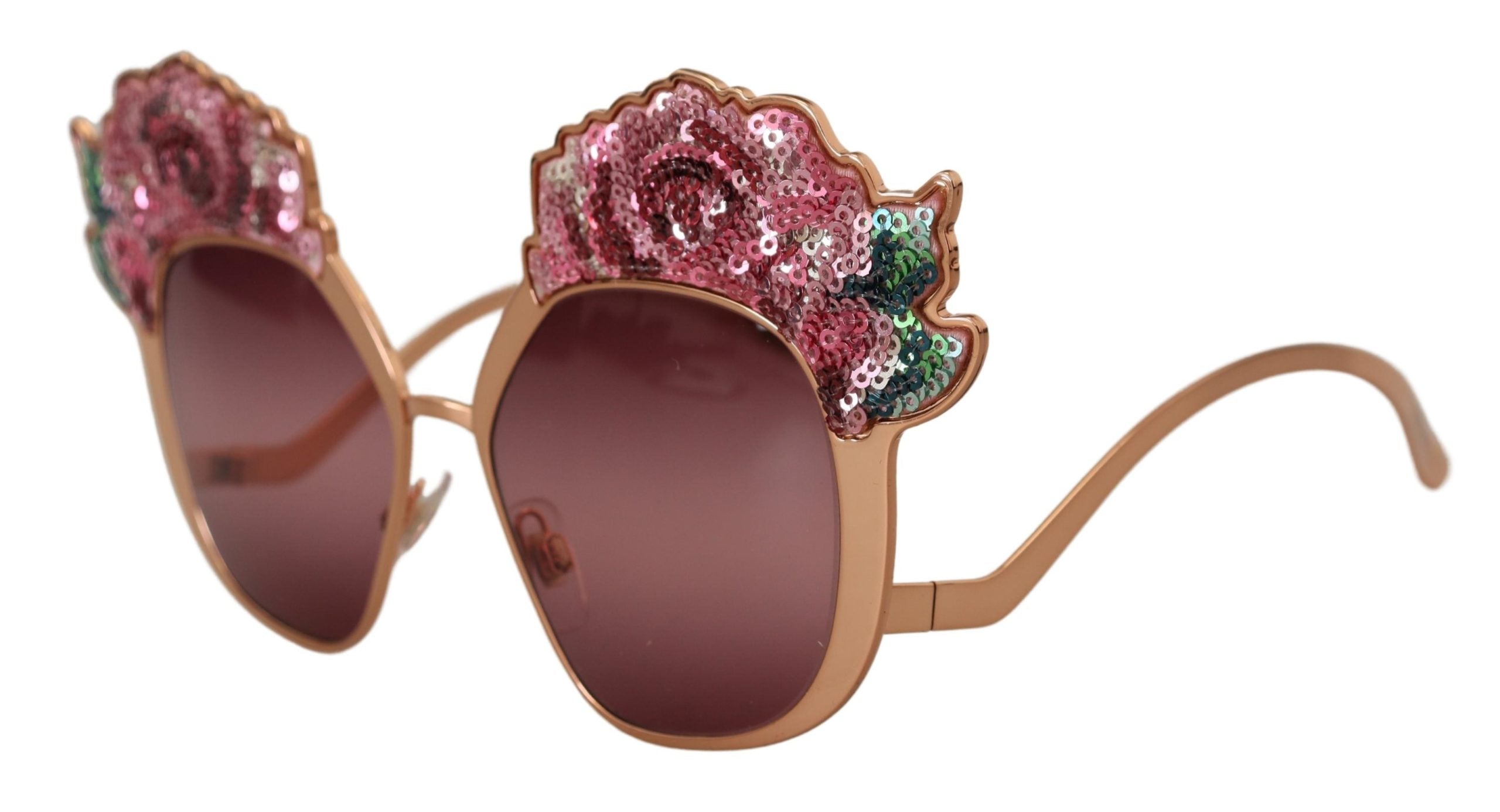 Pink Gold Rose Sequin Embroidery DG2202 Sunglasses - ventzia