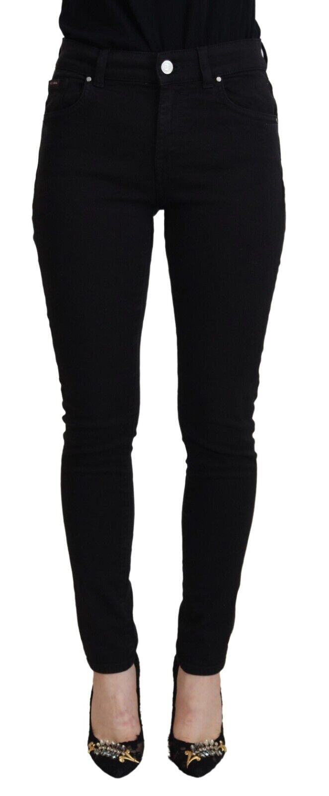 Black Cotton High Waist Casual Denim Jeans - ventzia