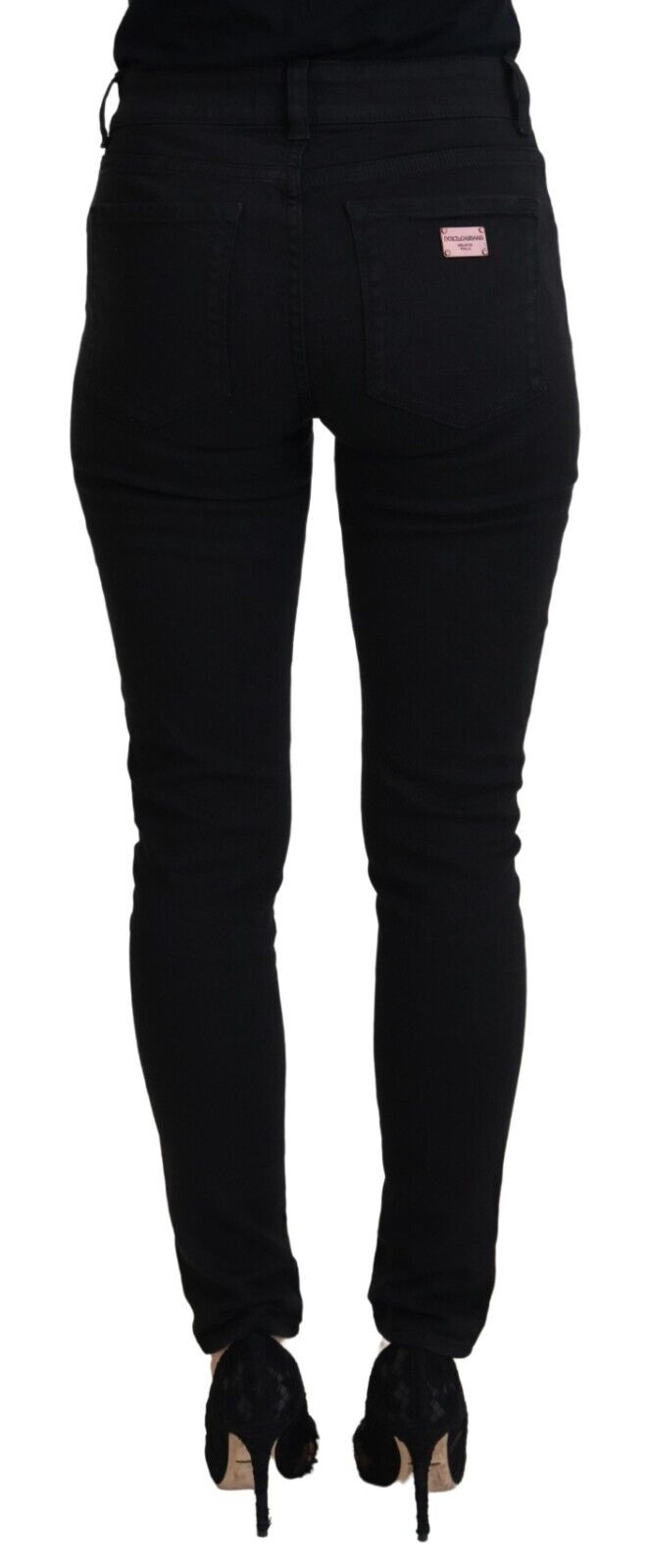 Black Cotton High Waist Casual Denim Jeans - ventzia