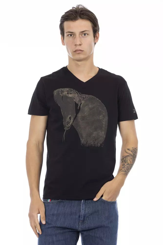 Black Cotton Men T-Shirt - ventzia