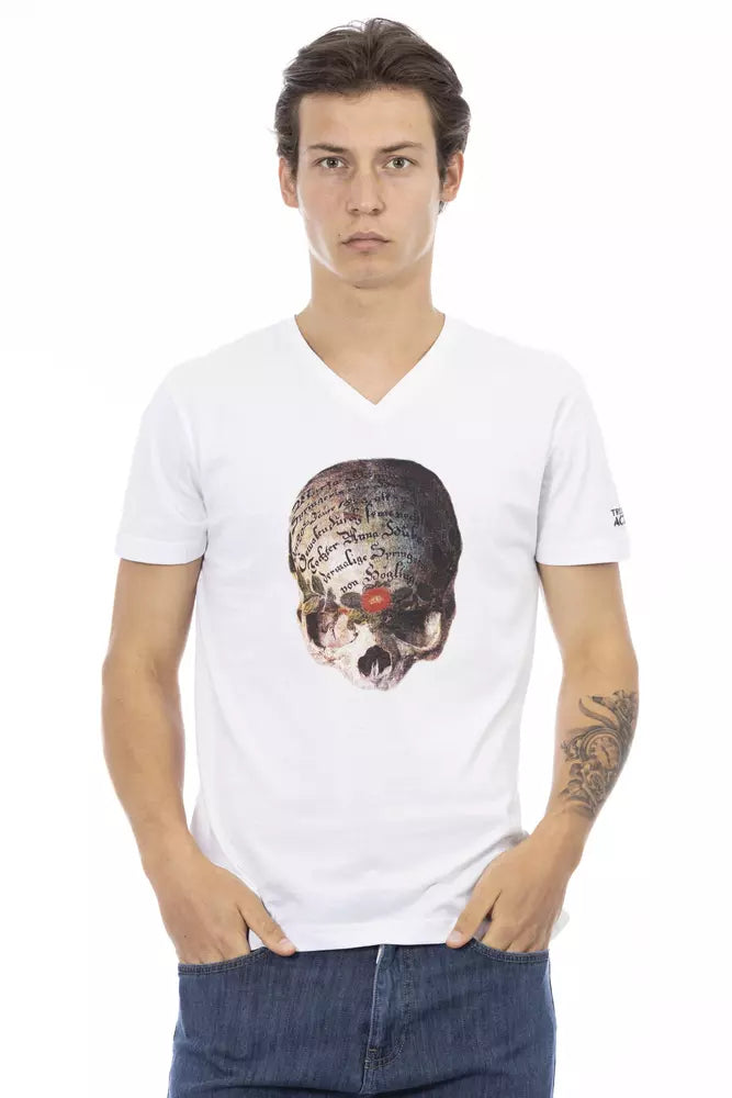 White Cotton Men's V-Neck T-Shirt - ventzia