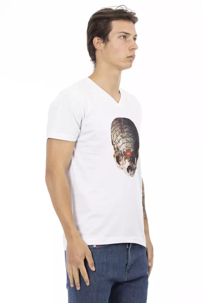 White Cotton Men's V-Neck T-Shirt - ventzia