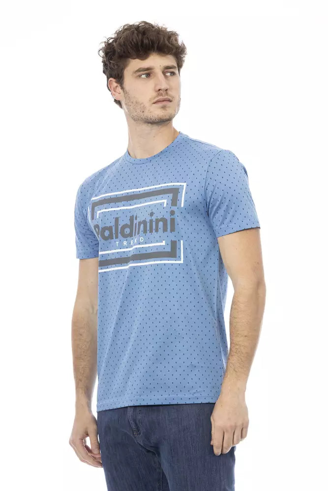 Light Blue Cotton Men T-Shirt - ventzia