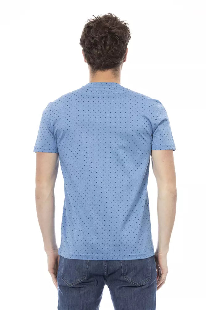 Light Blue Cotton Men T-Shirt - ventzia