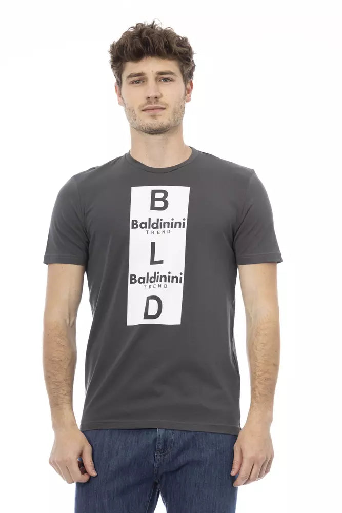Gray Cotton Men T-Shirt - ventzia